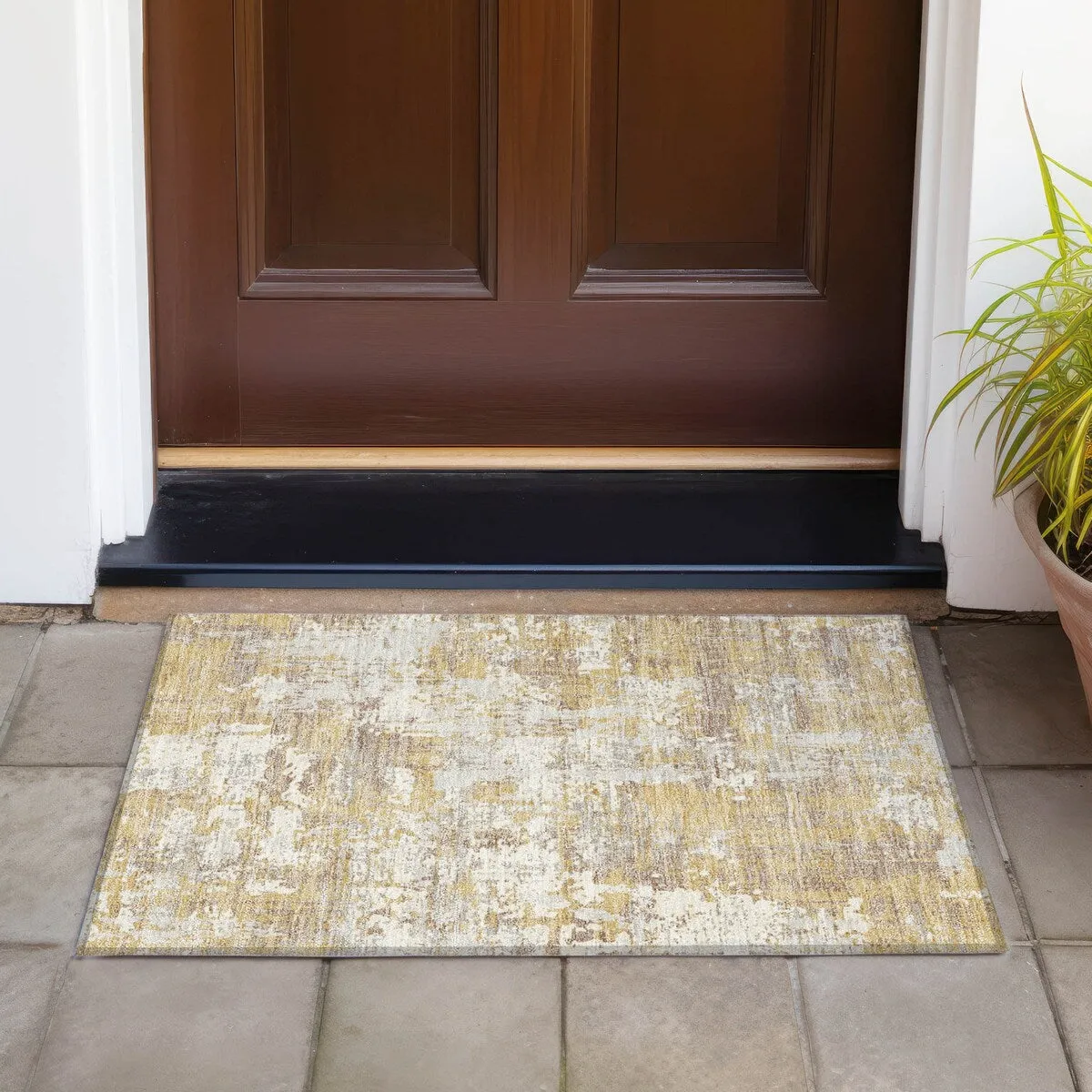 Machine Washable Indoor/ Outdoor Abstract Chantille Rug