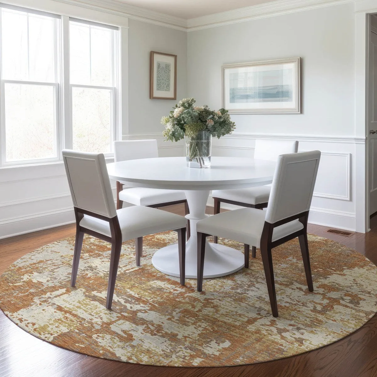Machine Washable Indoor/ Outdoor Abstract Chantille Rug