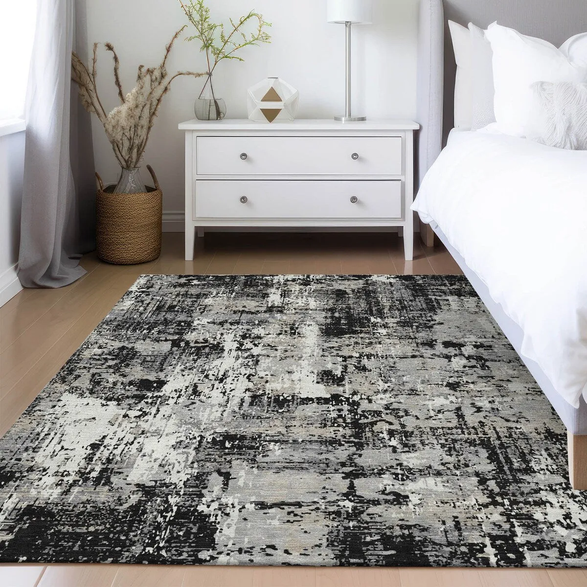 Machine Washable Indoor/ Outdoor Abstract Chantille Rug