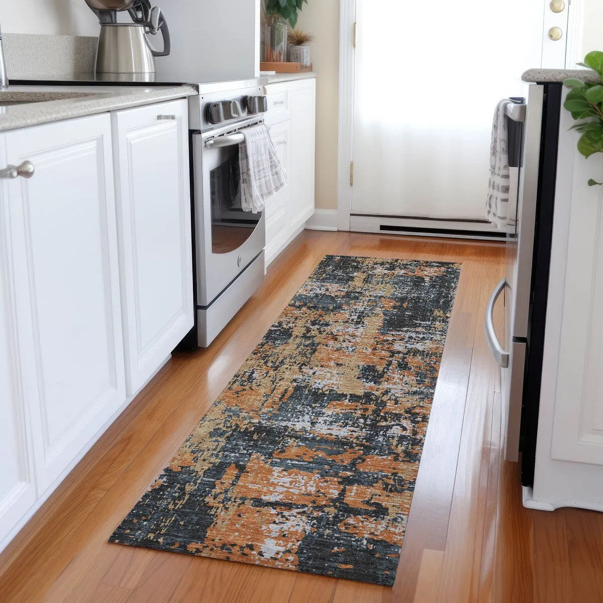 Machine Washable Indoor/ Outdoor Abstract Chantille Rug