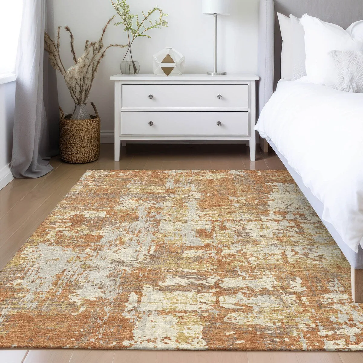 Machine Washable Indoor/ Outdoor Abstract Chantille Rug