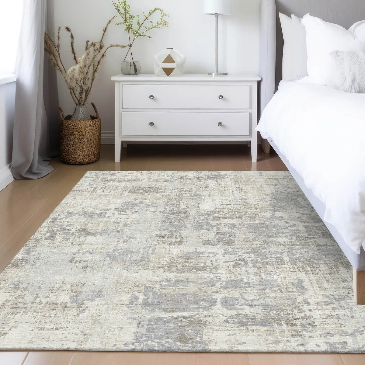 Machine Washable Indoor/ Outdoor Abstract Chantille Rug