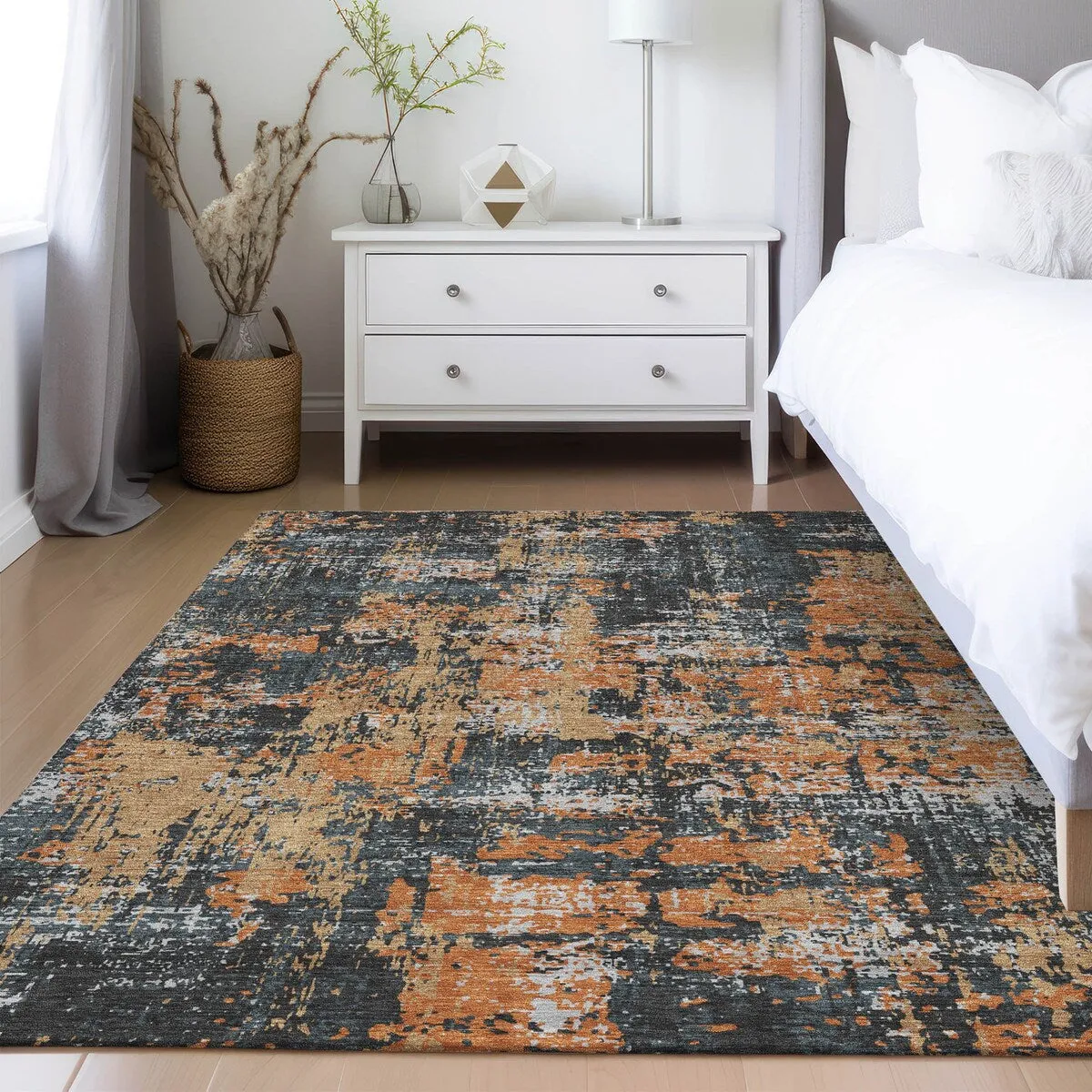 Machine Washable Indoor/ Outdoor Abstract Chantille Rug