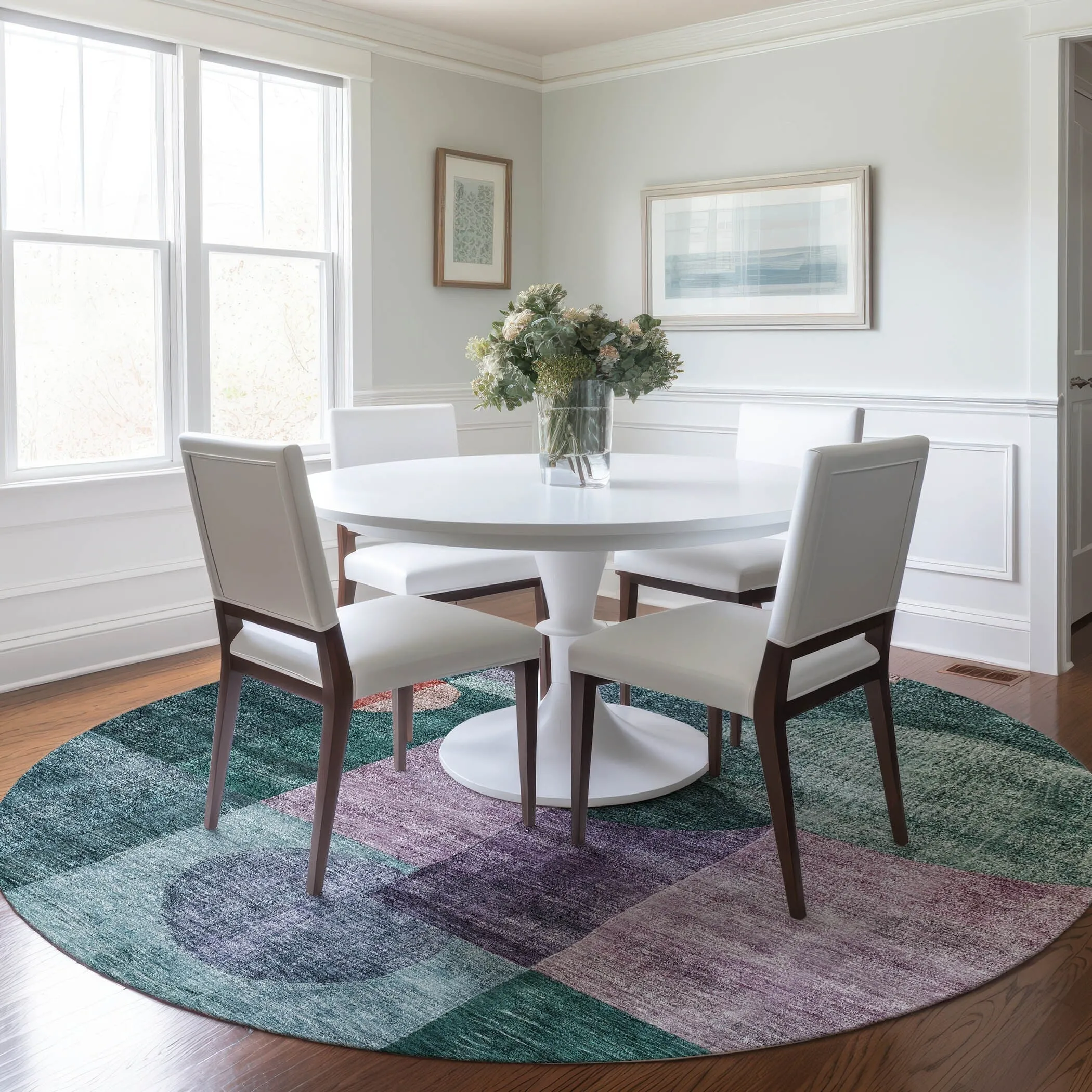 Machine Washable Indoor/ Outdoor Abstract Geo Chantille Rug