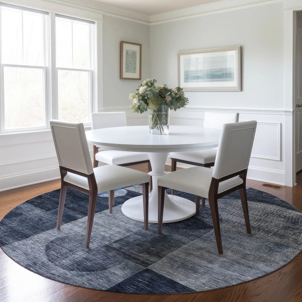Machine Washable Indoor/ Outdoor Abstract Geo Chantille Rug