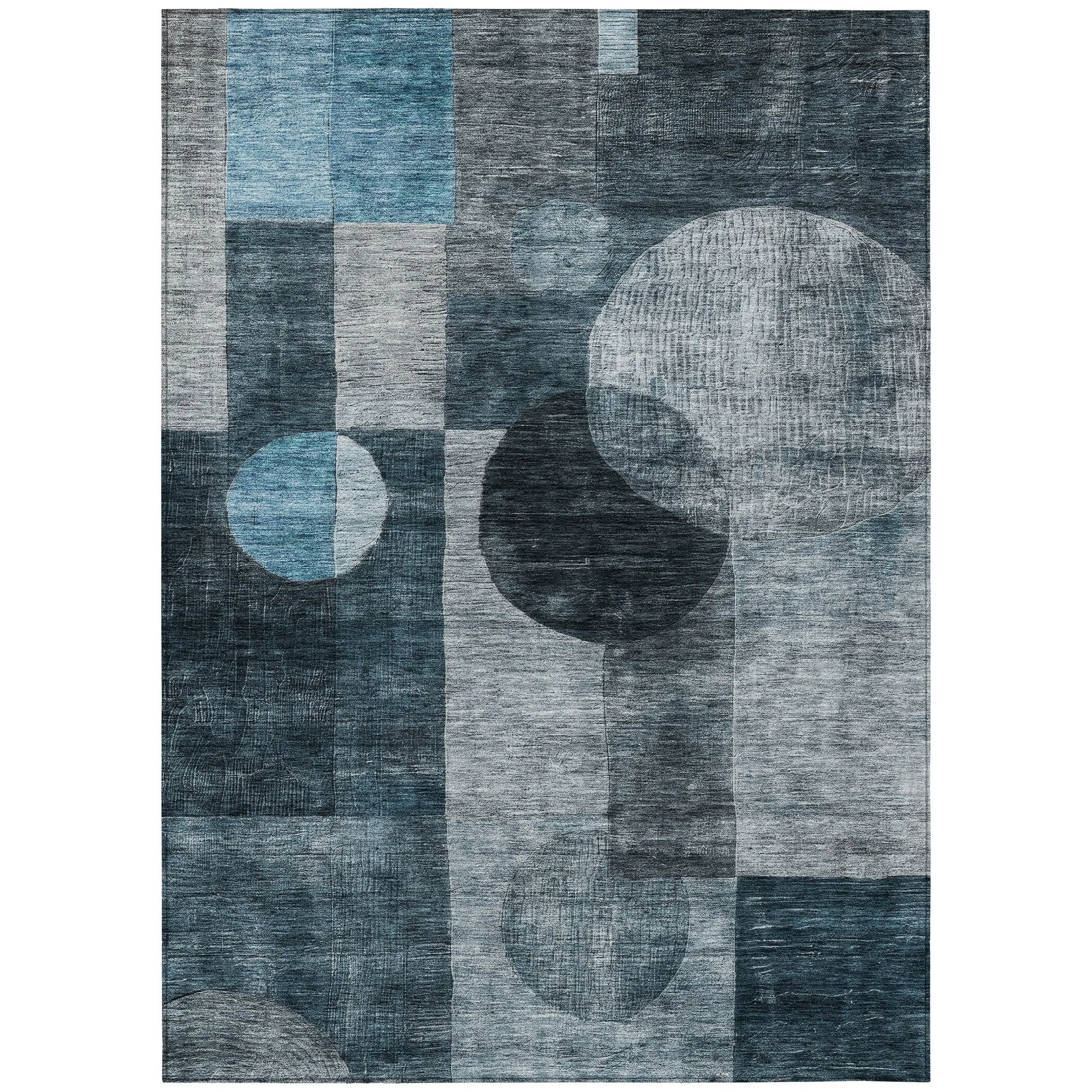 Machine Washable Indoor/ Outdoor Abstract Geo Chantille Rug