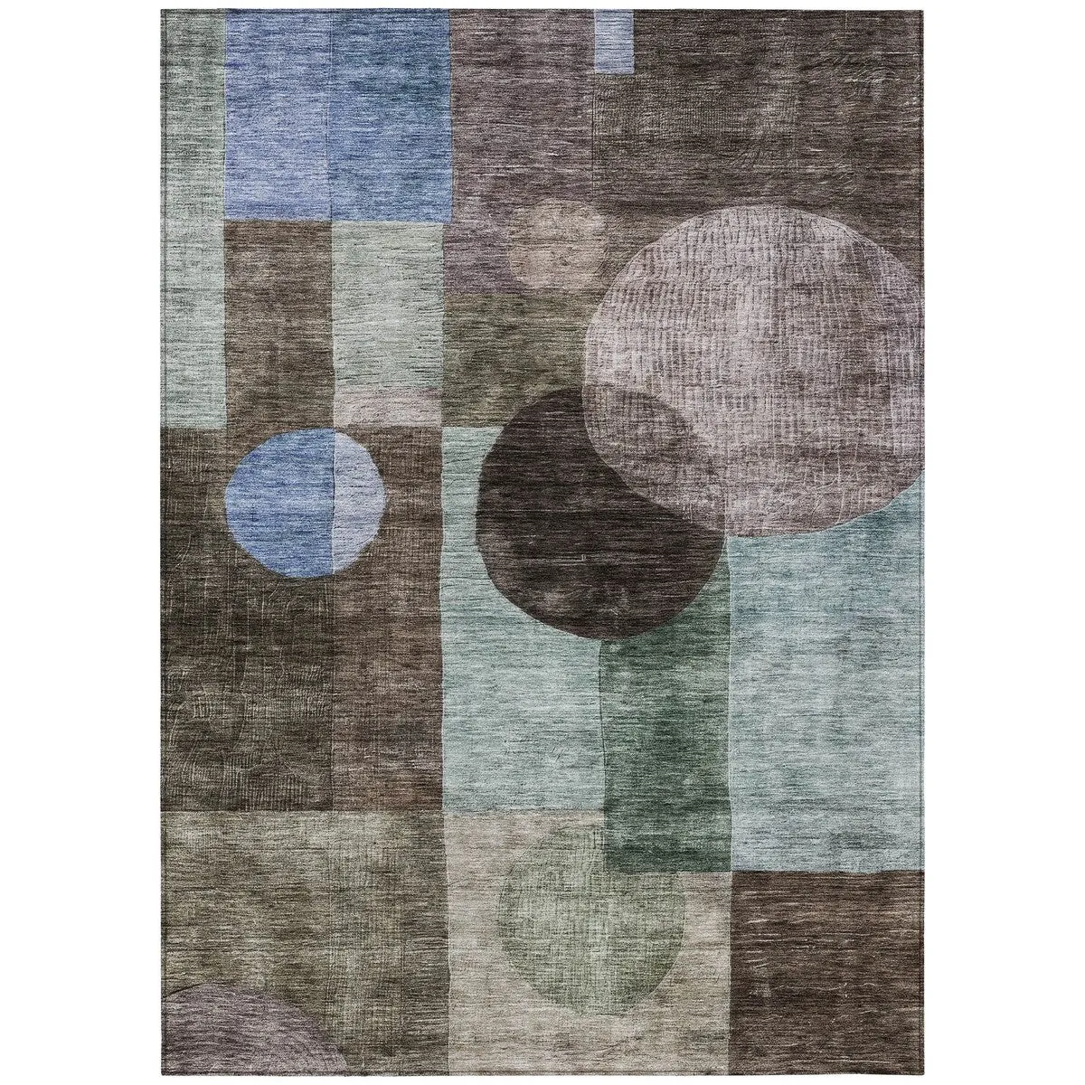 Machine Washable Indoor/ Outdoor Abstract Geo Chantille Rug