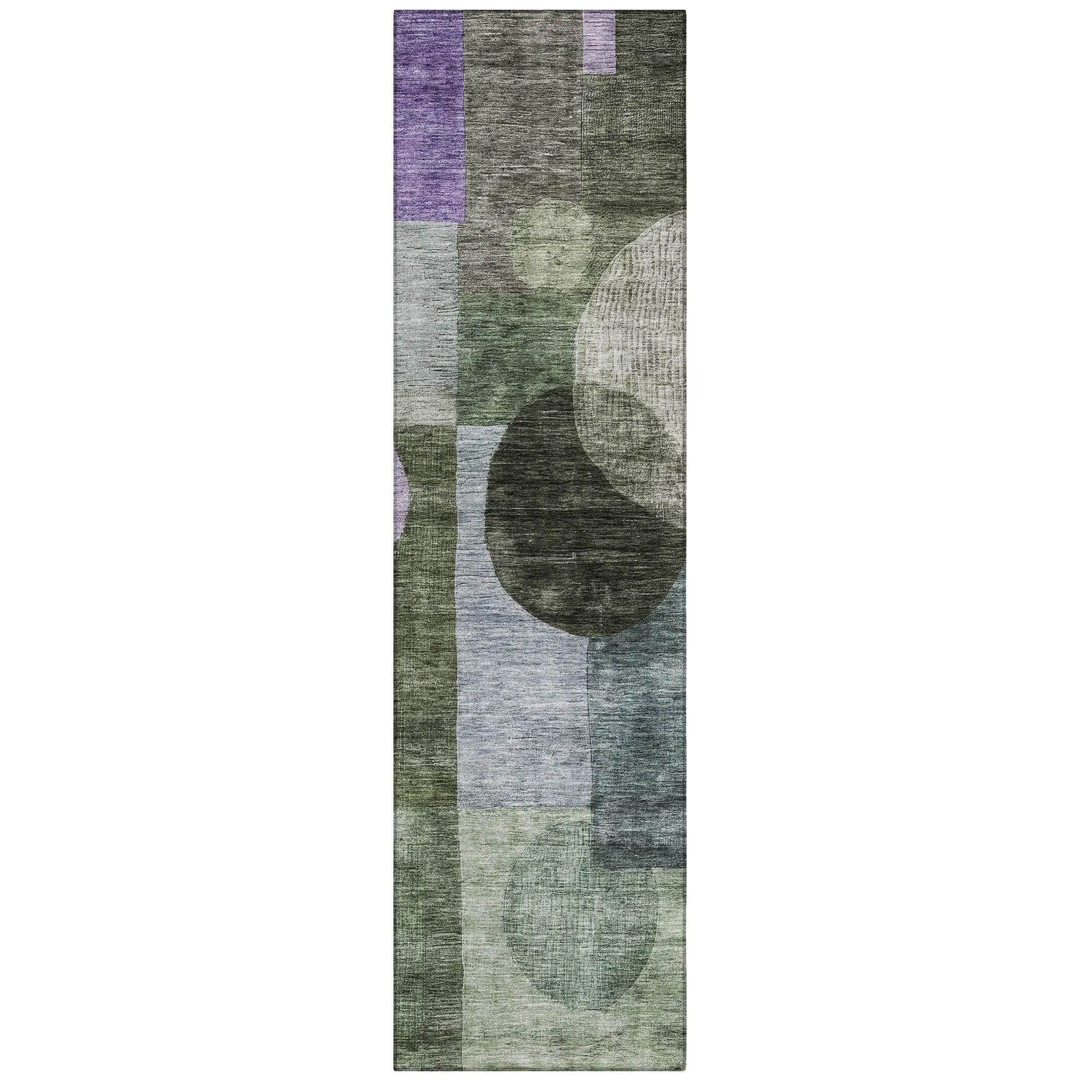 Machine Washable Indoor/ Outdoor Abstract Geo Chantille Rug