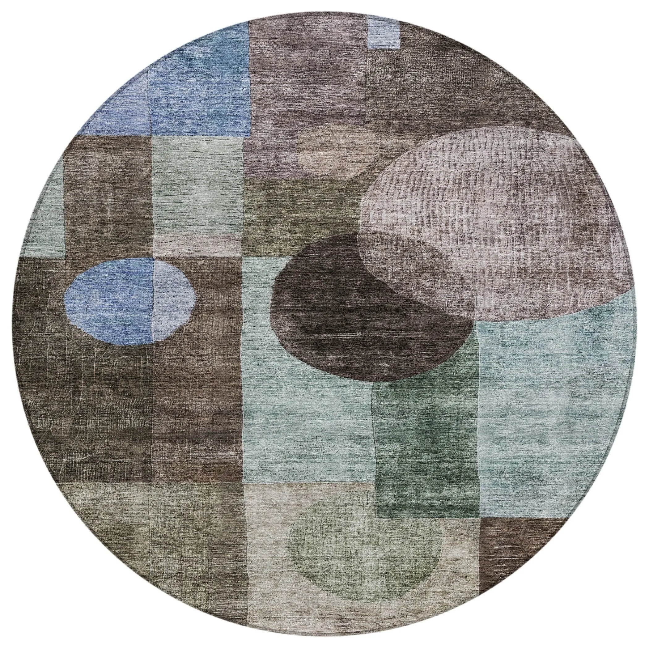Machine Washable Indoor/ Outdoor Abstract Geo Chantille Rug