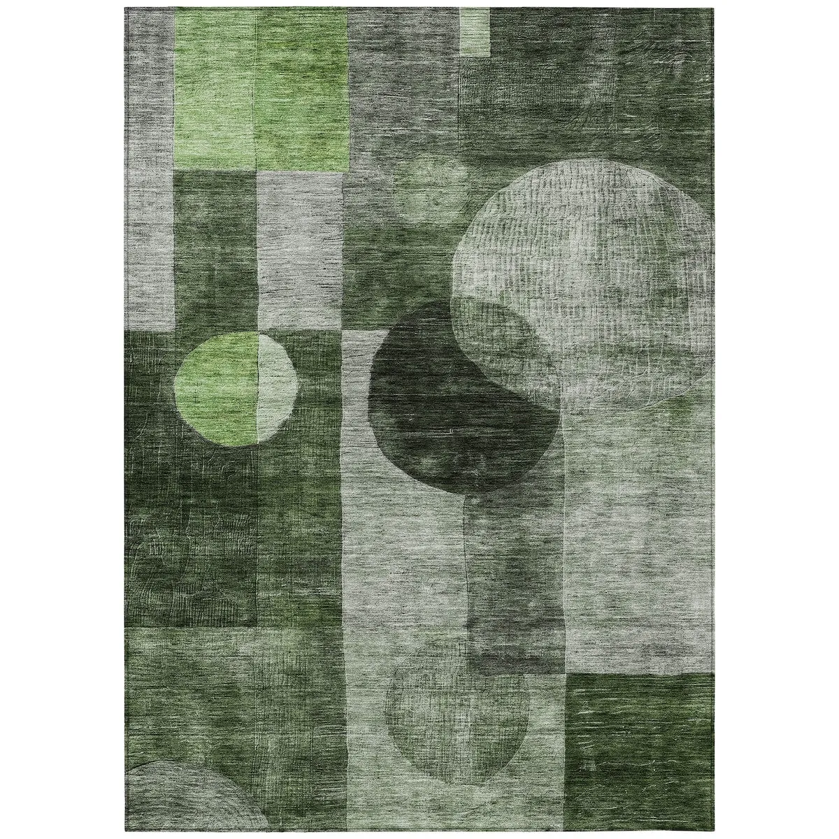 Machine Washable Indoor/ Outdoor Abstract Geo Chantille Rug