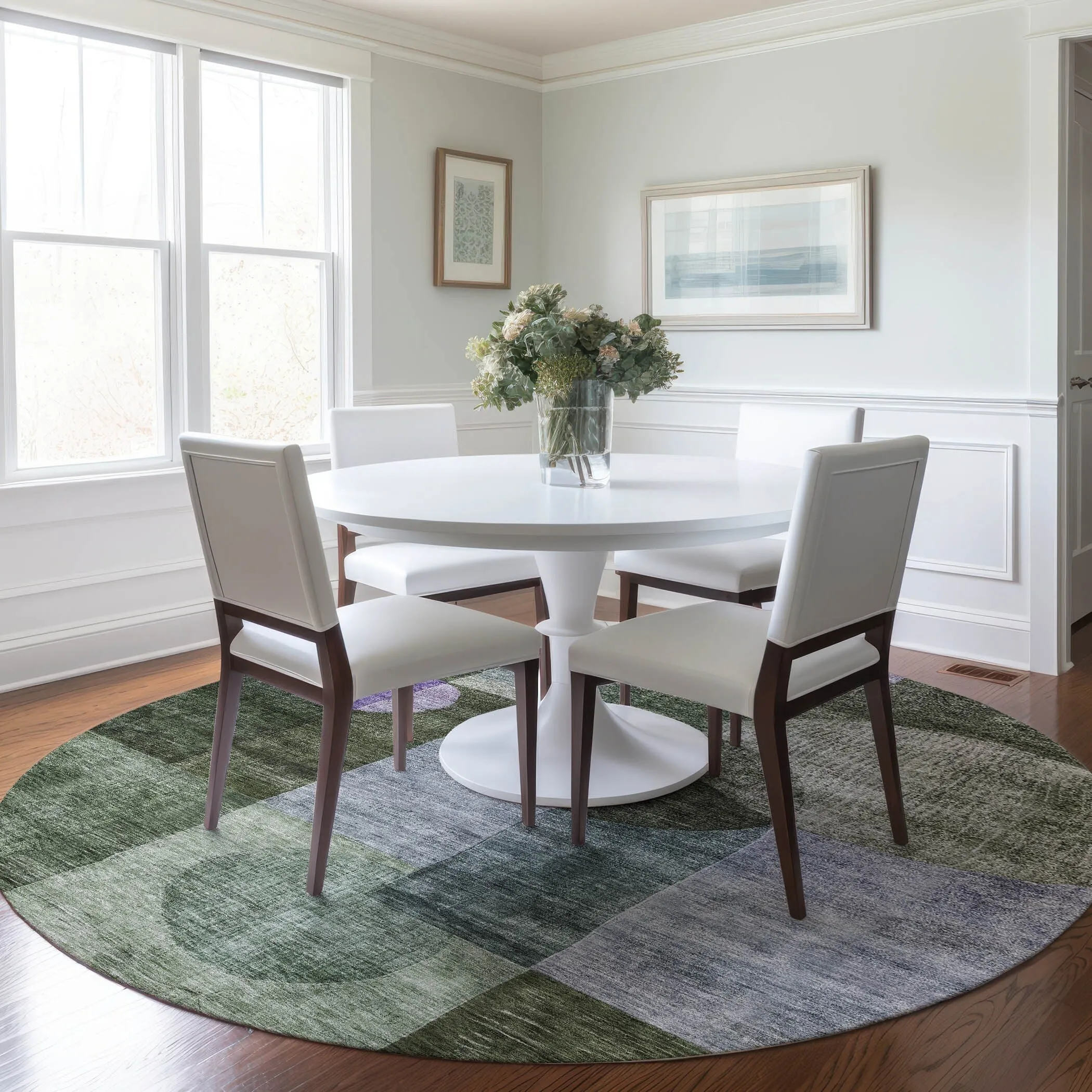 Machine Washable Indoor/ Outdoor Abstract Geo Chantille Rug