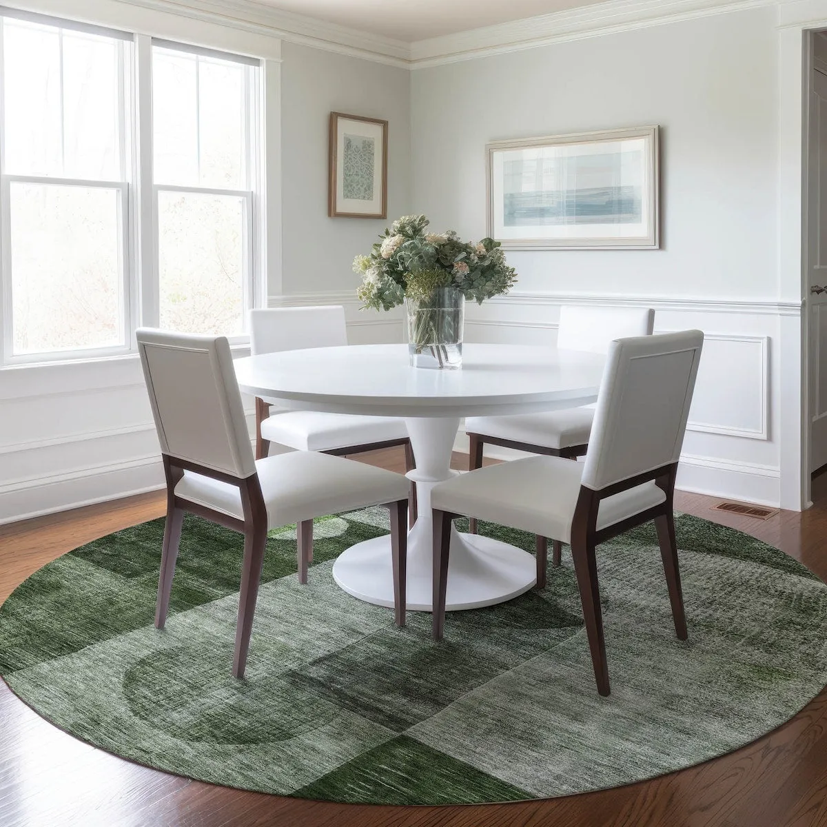 Machine Washable Indoor/ Outdoor Abstract Geo Chantille Rug