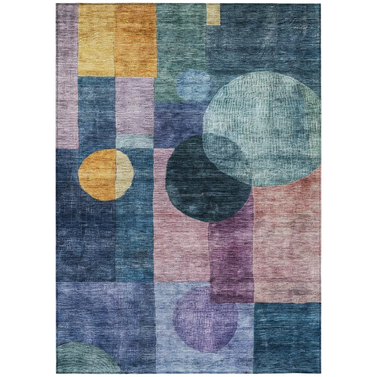 Machine Washable Indoor/ Outdoor Abstract Geo Chantille Rug