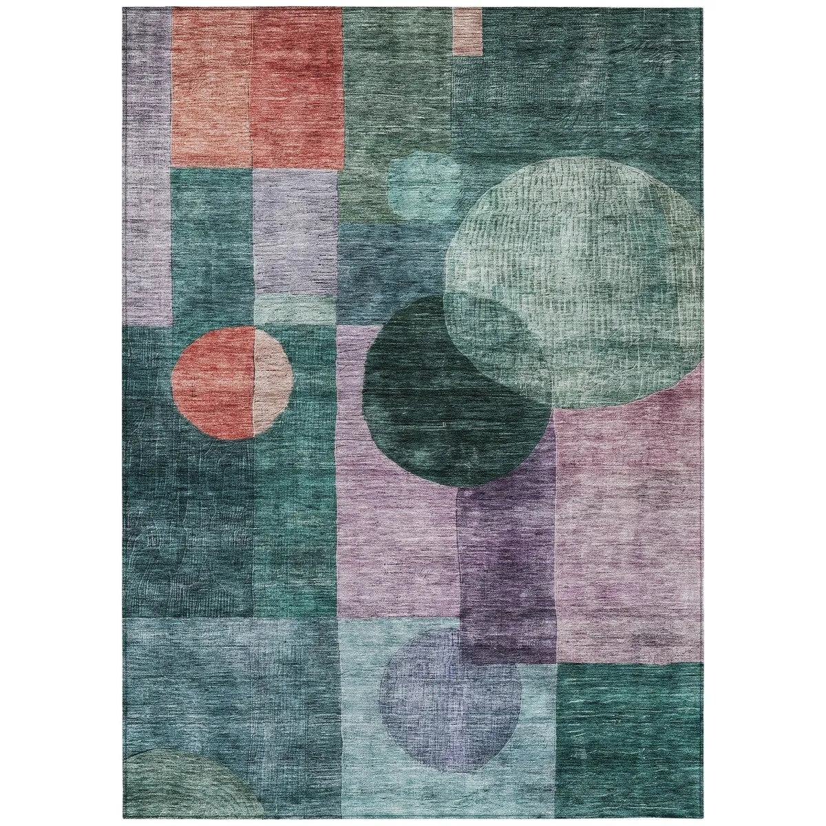 Machine Washable Indoor/ Outdoor Abstract Geo Chantille Rug