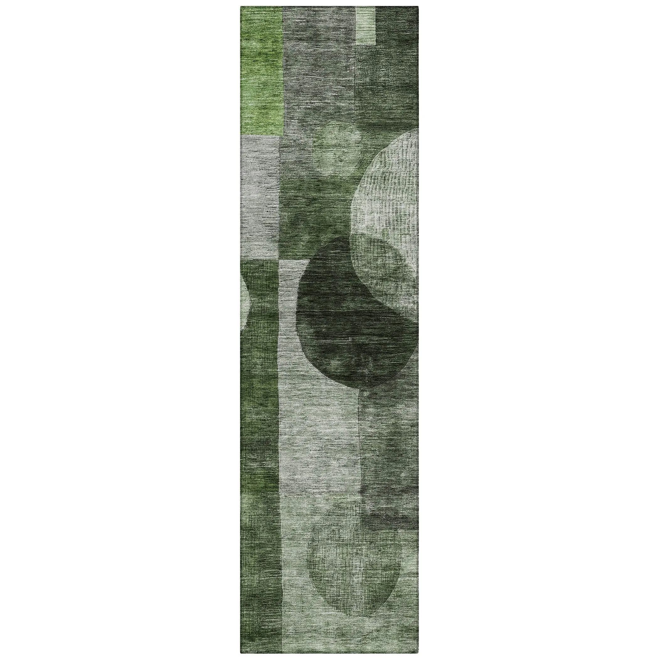 Machine Washable Indoor/ Outdoor Abstract Geo Chantille Rug