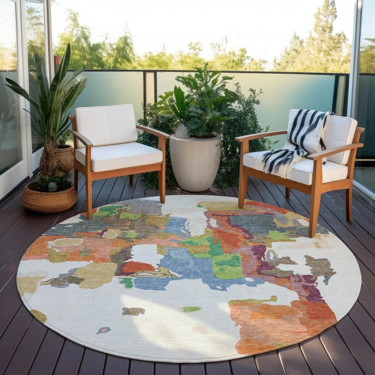 Machine Washable Indoor/ Outdoor Abstract Glam Chantille Rug