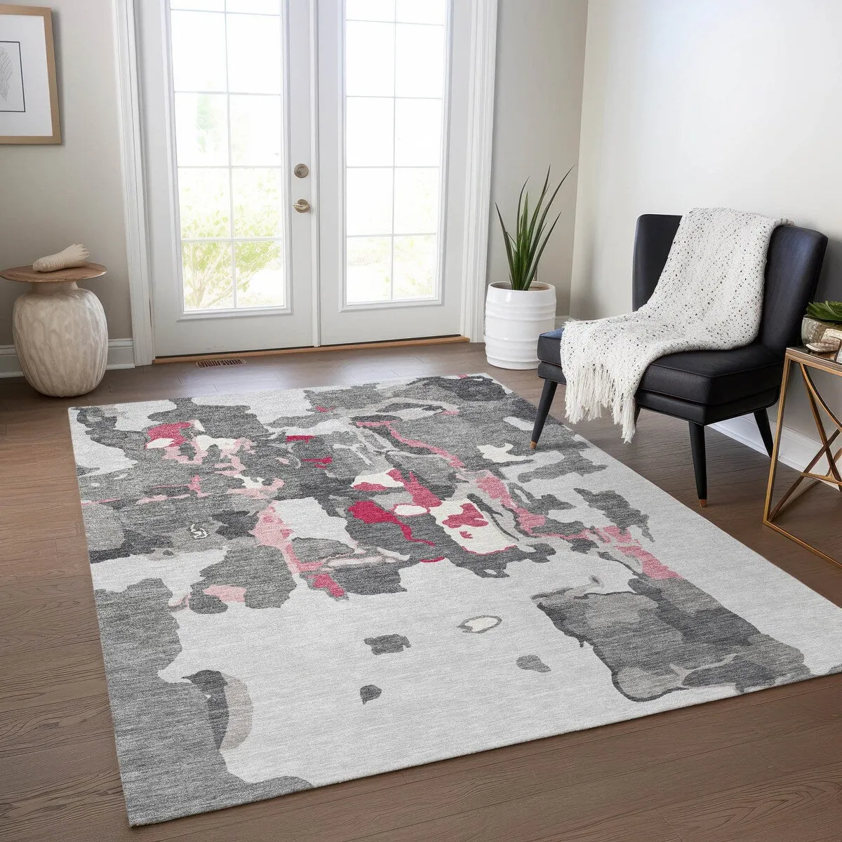 Machine Washable Indoor/ Outdoor Abstract Glam Chantille Rug