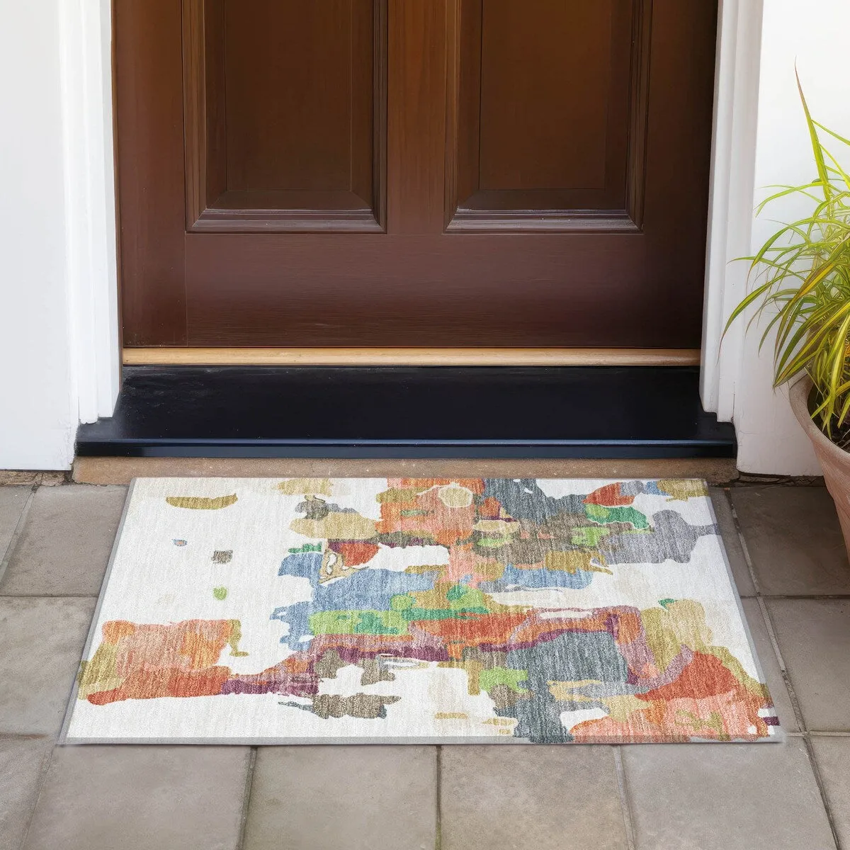 Machine Washable Indoor/ Outdoor Abstract Glam Chantille Rug