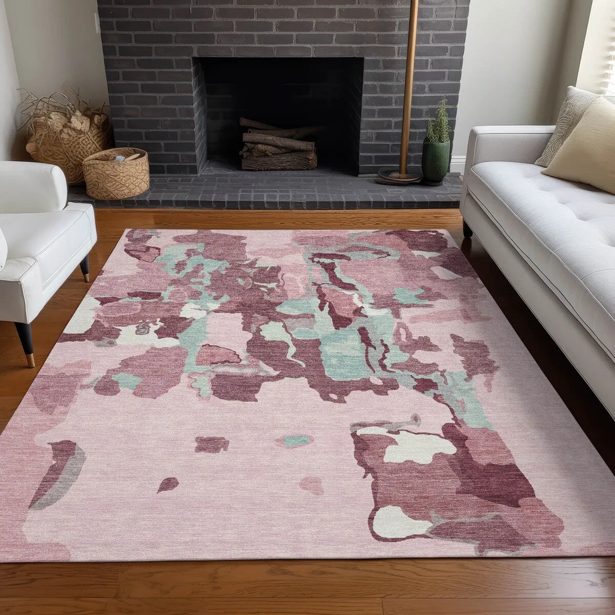 Machine Washable Indoor/ Outdoor Abstract Glam Chantille Rug