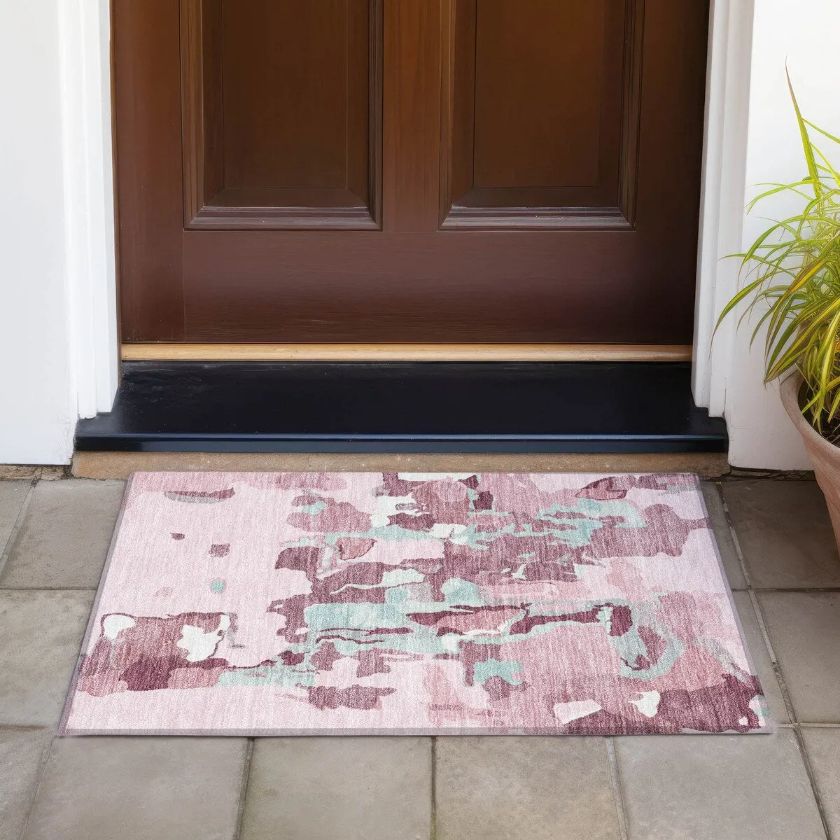 Machine Washable Indoor/ Outdoor Abstract Glam Chantille Rug