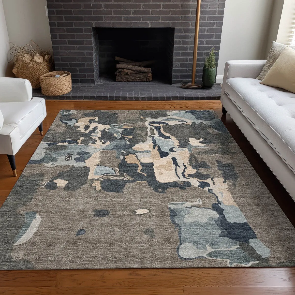 Machine Washable Indoor/ Outdoor Abstract Glam Chantille Rug