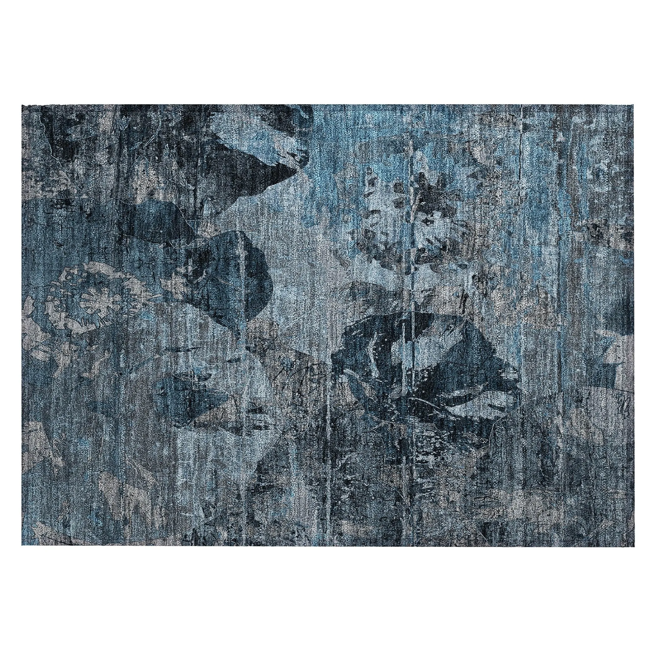 Machine Washable Indoor/ Outdoor Abstract Leaves Chantille Rug