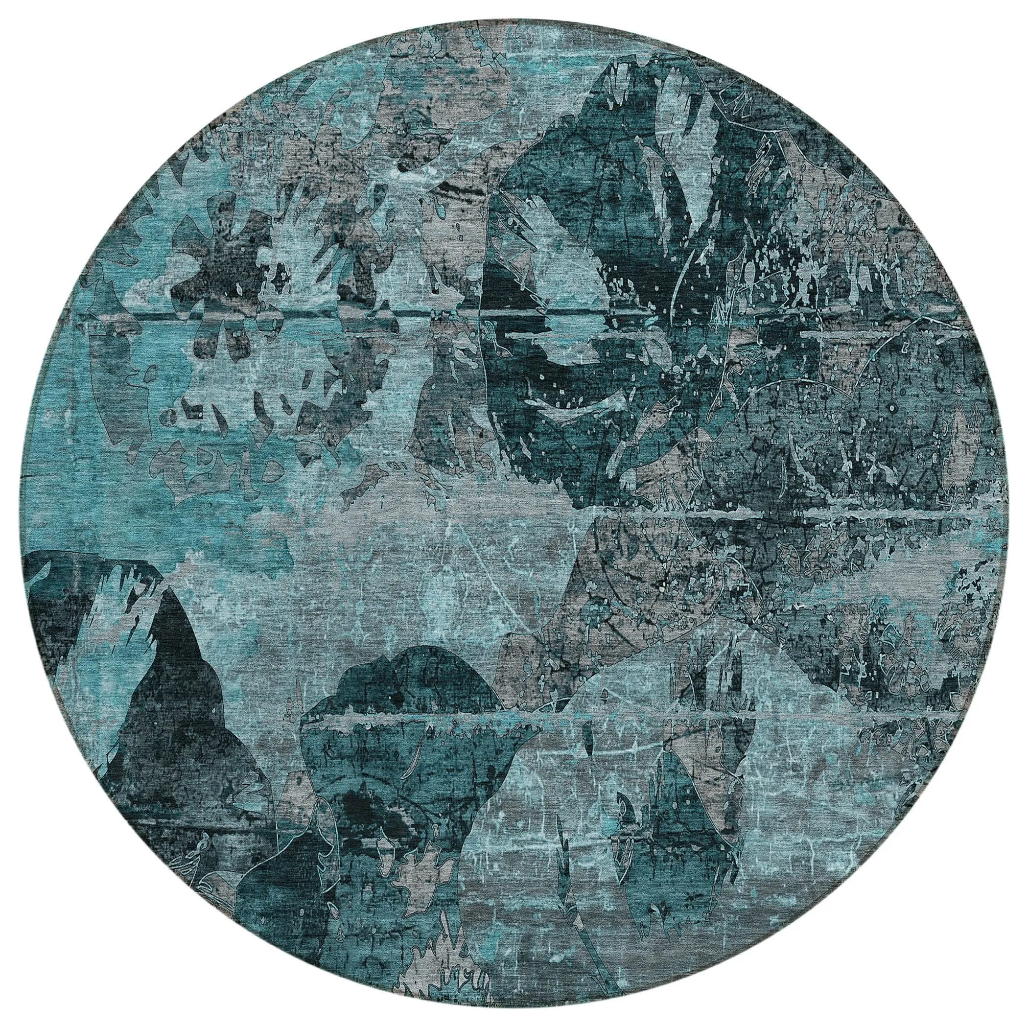 Machine Washable Indoor/ Outdoor Abstract Leaves Chantille Rug