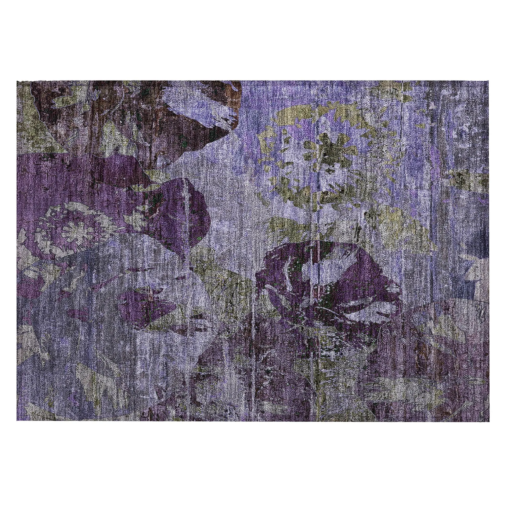 Machine Washable Indoor/ Outdoor Abstract Leaves Chantille Rug