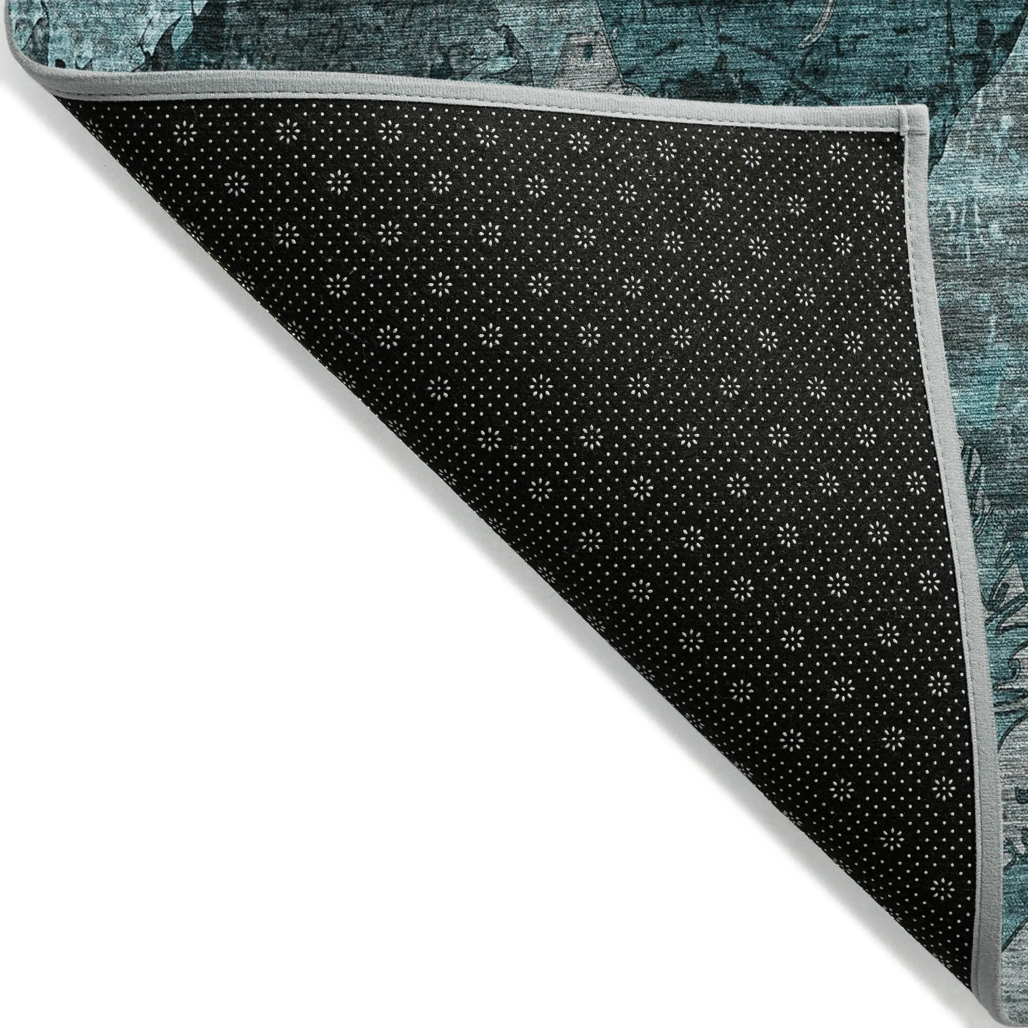 Machine Washable Indoor/ Outdoor Abstract Leaves Chantille Rug