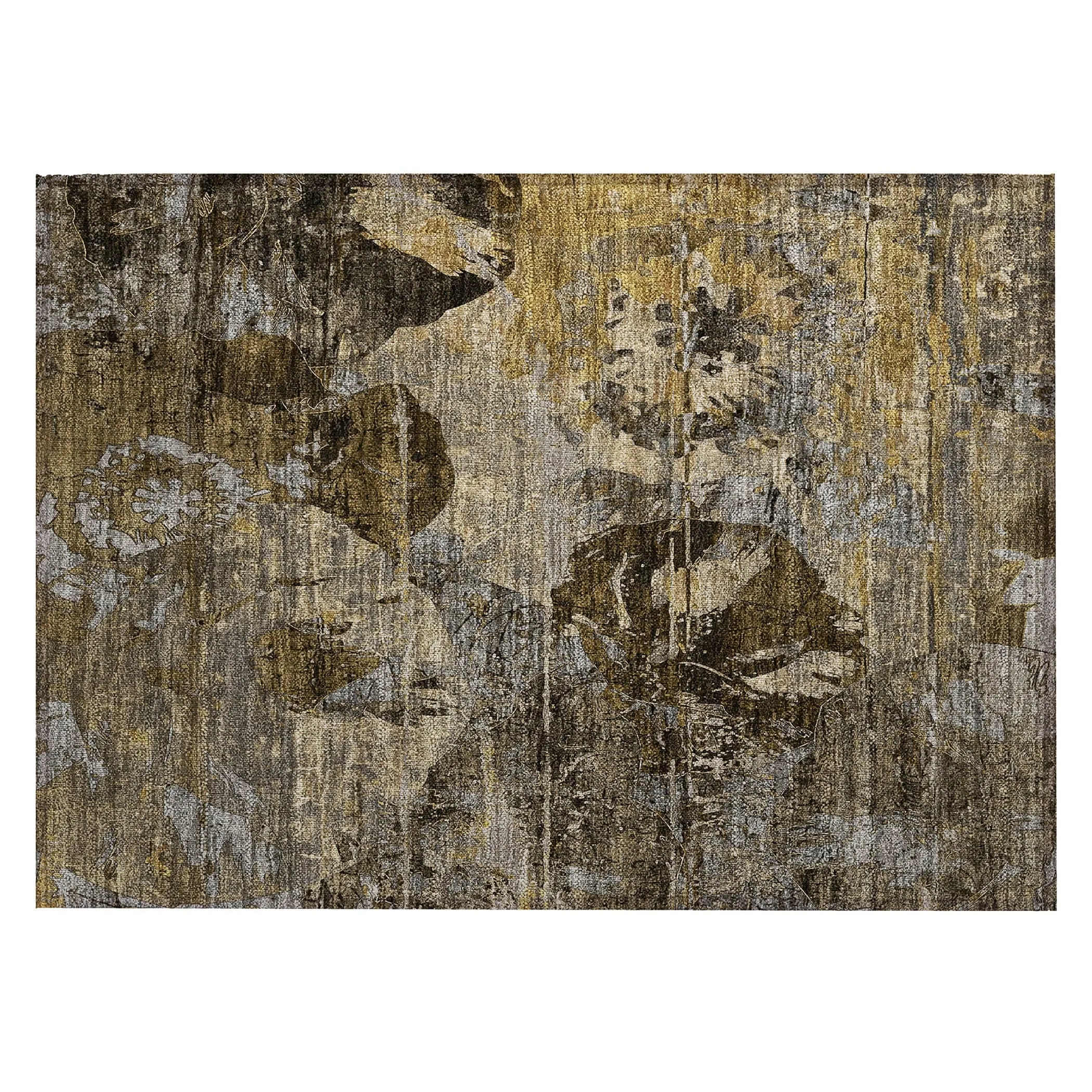 Machine Washable Indoor/ Outdoor Abstract Leaves Chantille Rug
