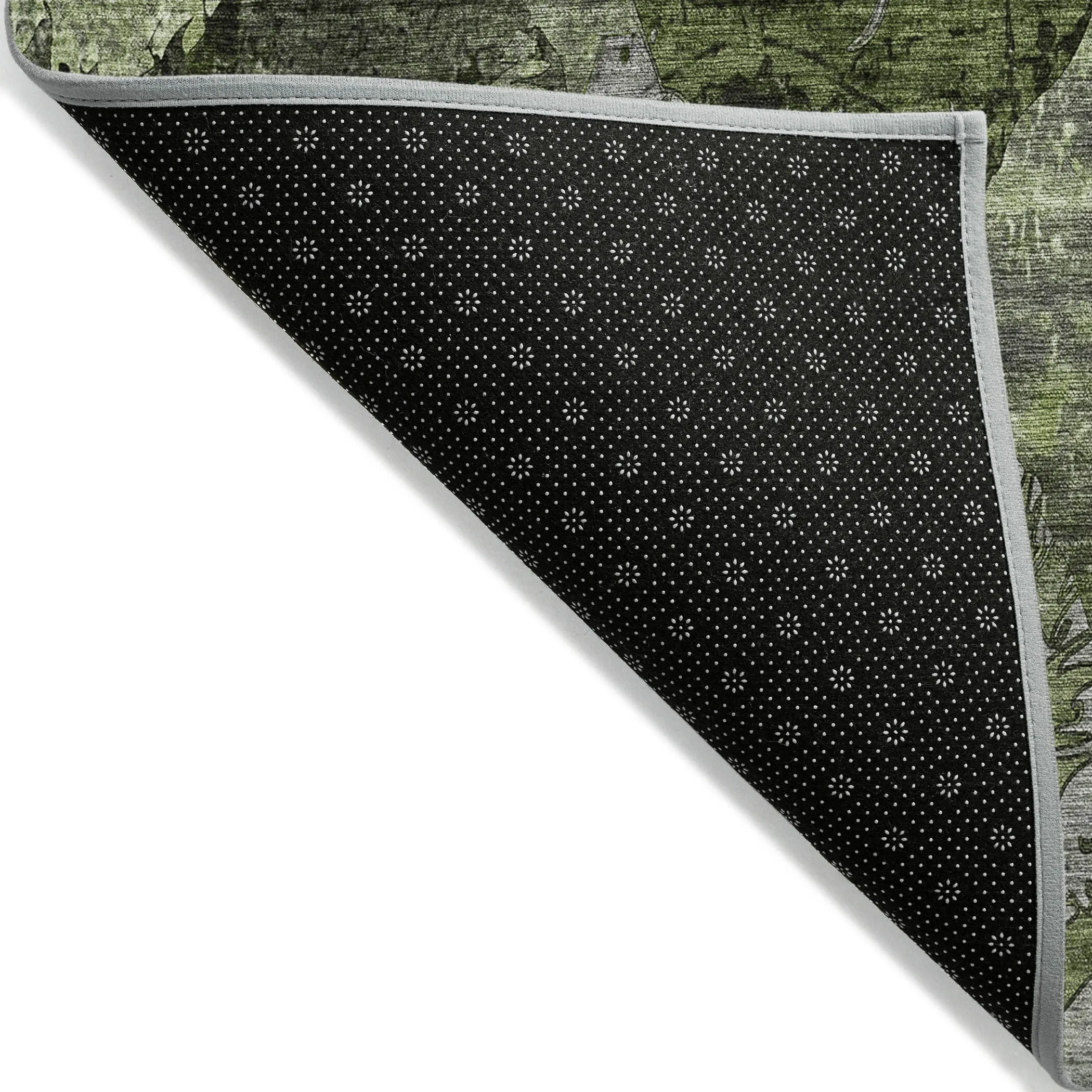 Machine Washable Indoor/ Outdoor Abstract Leaves Chantille Rug