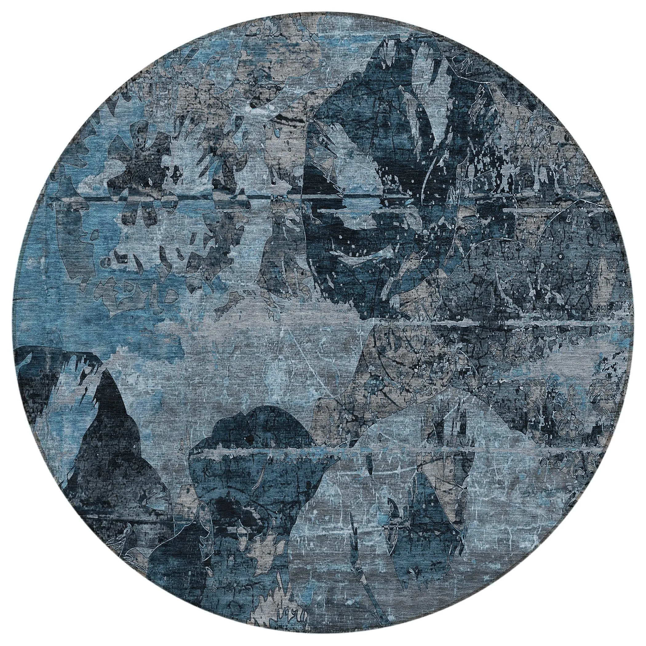 Machine Washable Indoor/ Outdoor Abstract Leaves Chantille Rug