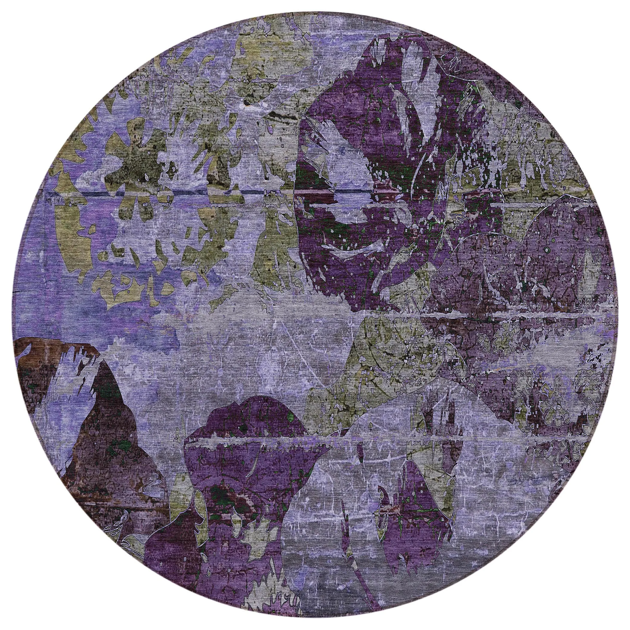 Machine Washable Indoor/ Outdoor Abstract Leaves Chantille Rug