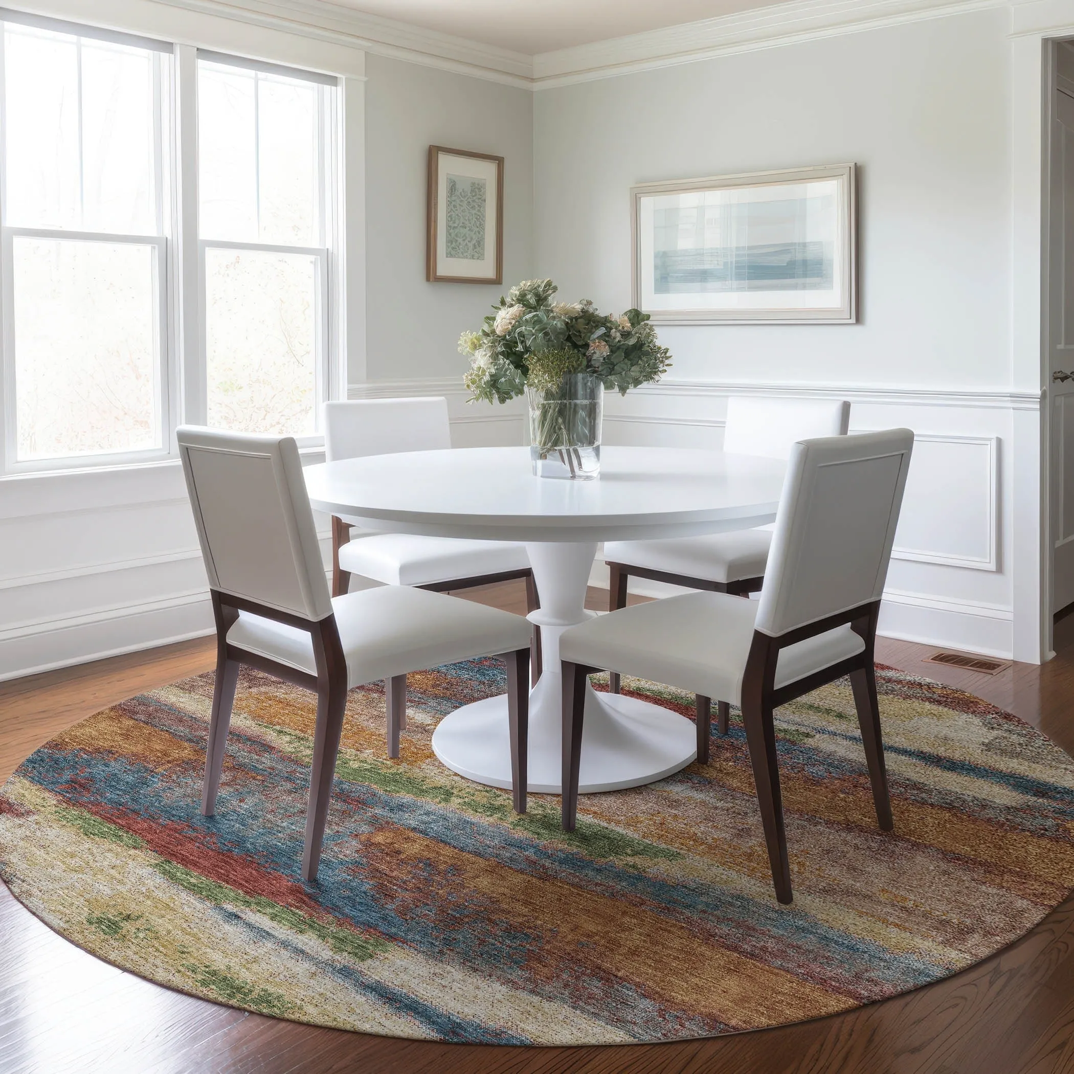 Machine Washable Indoor/ Outdoor Abstract Modern Chantille Rug