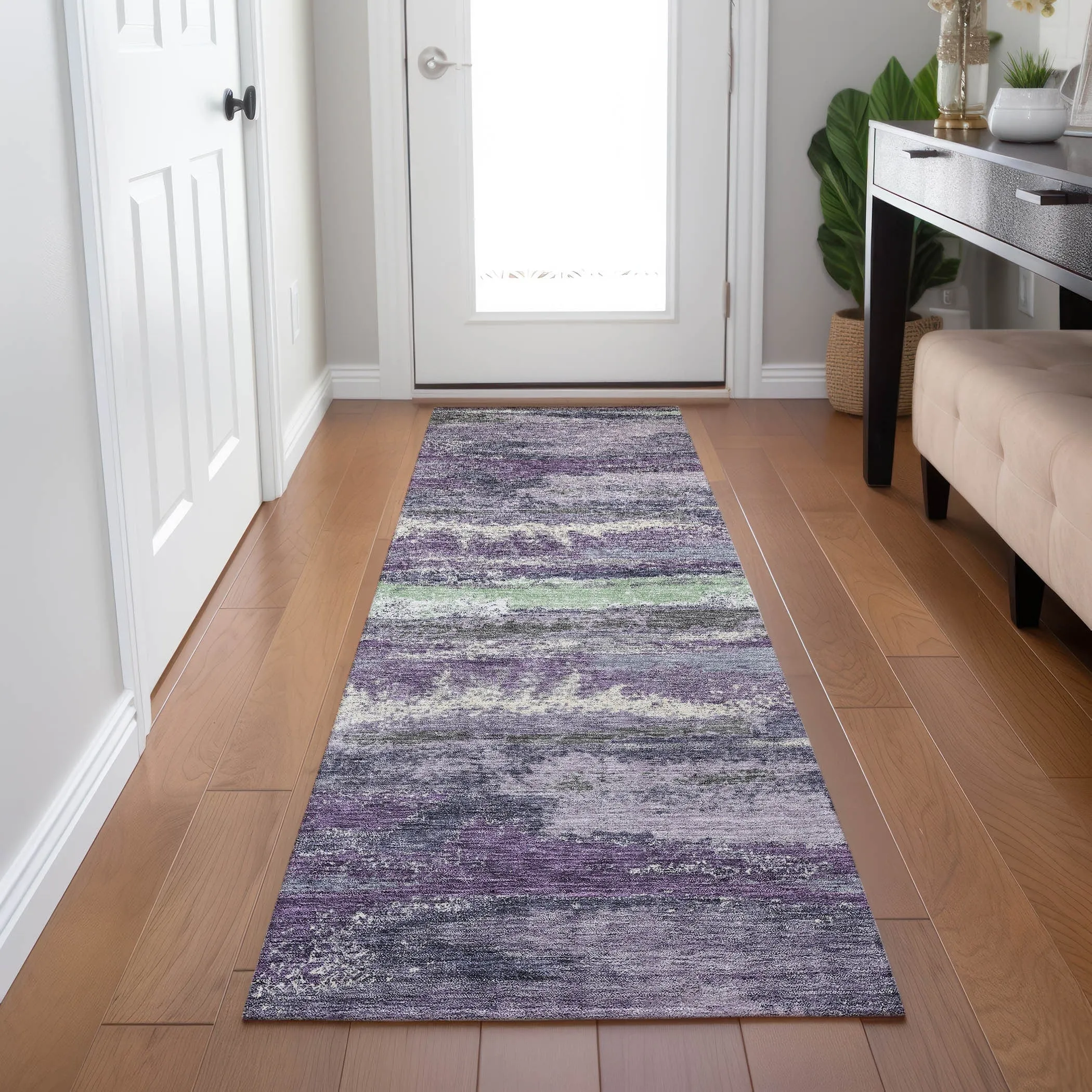 Machine Washable Indoor/ Outdoor Abstract Modern Chantille Rug