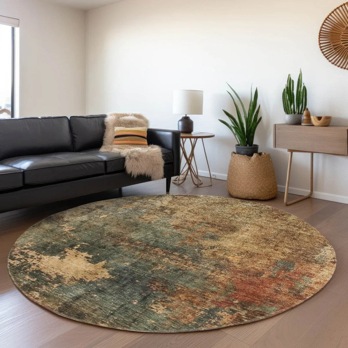 Machine Washable Indoor/ Outdoor Abstract Modern Chantille Rug