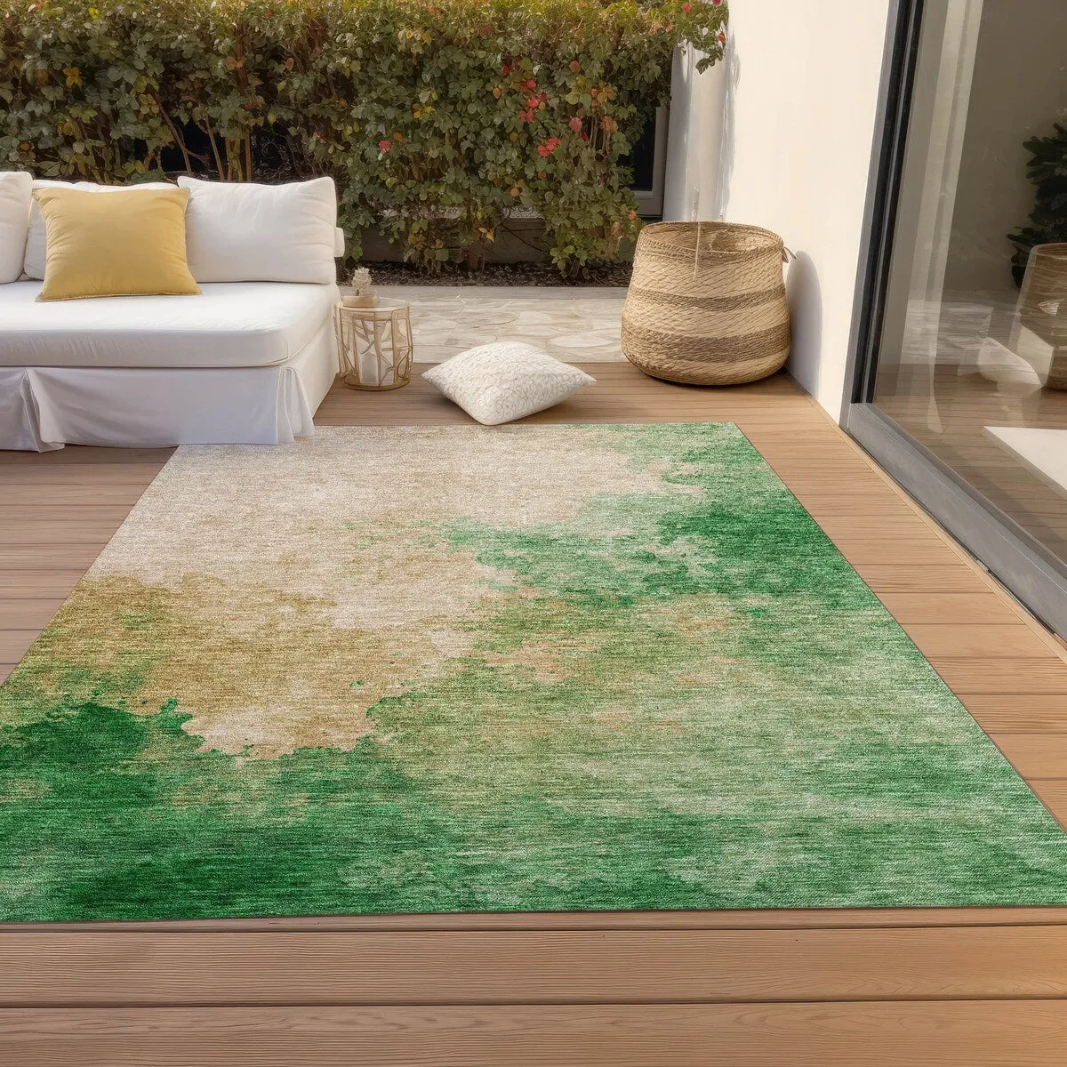 Machine Washable Indoor/ Outdoor Abstract Modern Chantille Rug