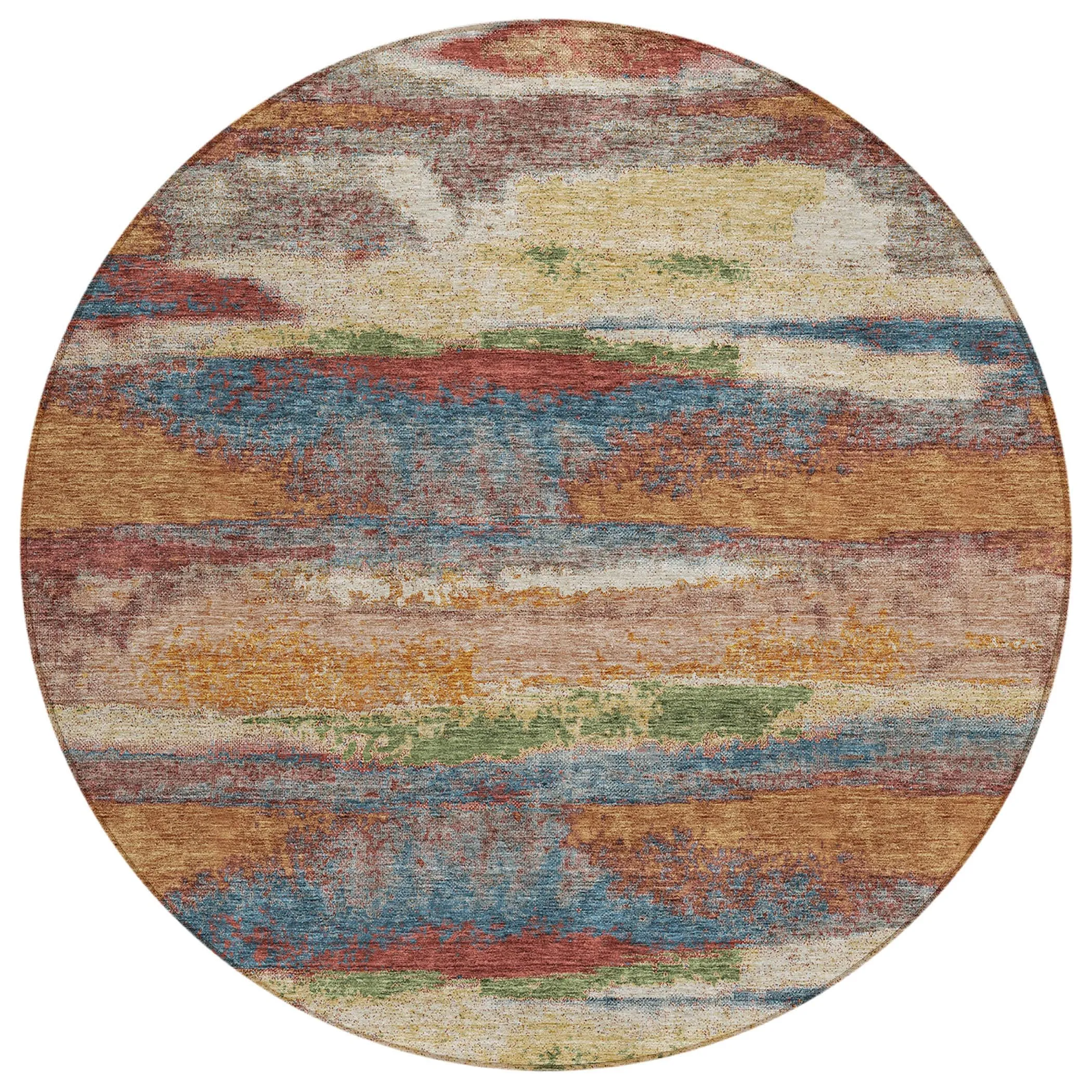 Machine Washable Indoor/ Outdoor Abstract Modern Chantille Rug
