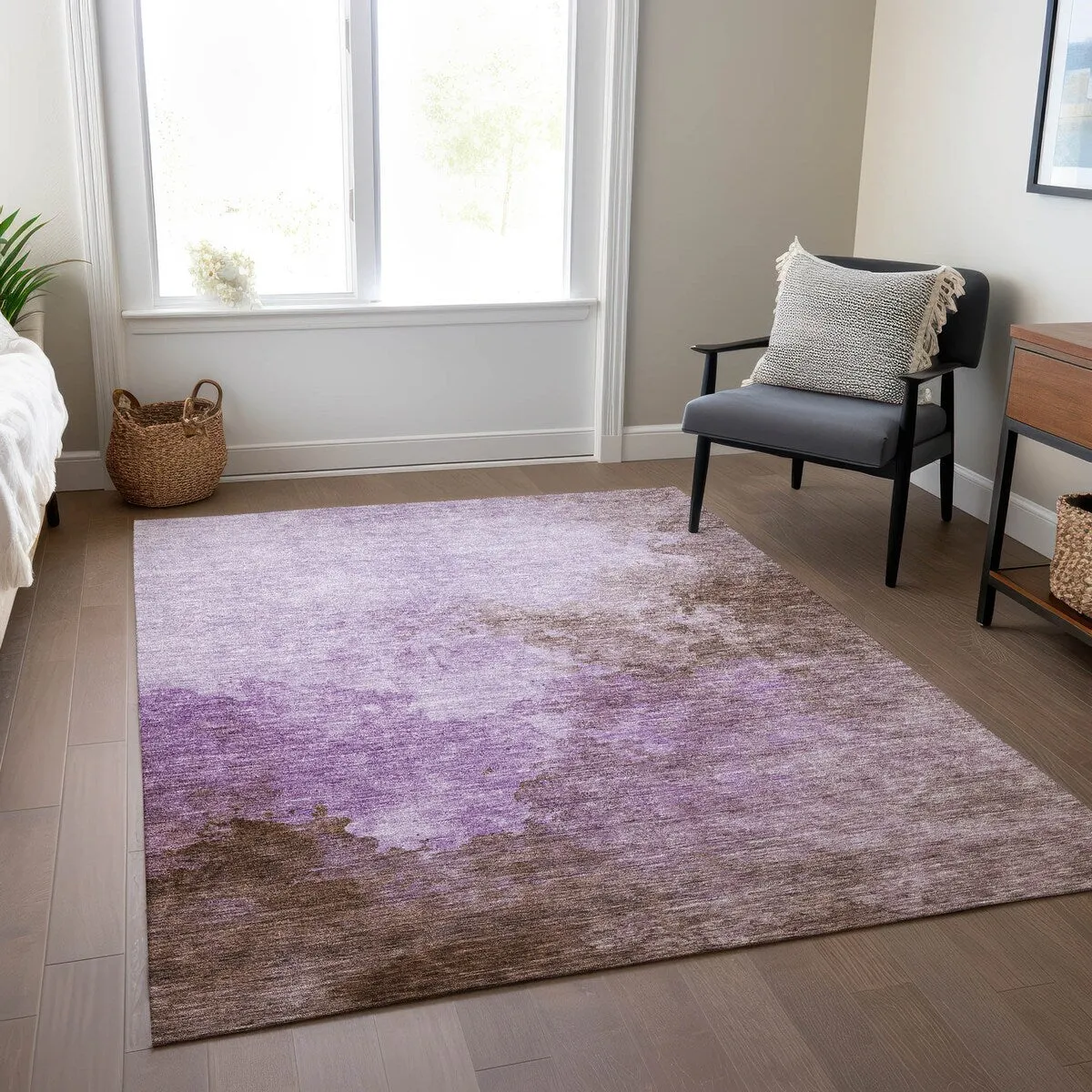 Machine Washable Indoor/ Outdoor Abstract Modern Chantille Rug