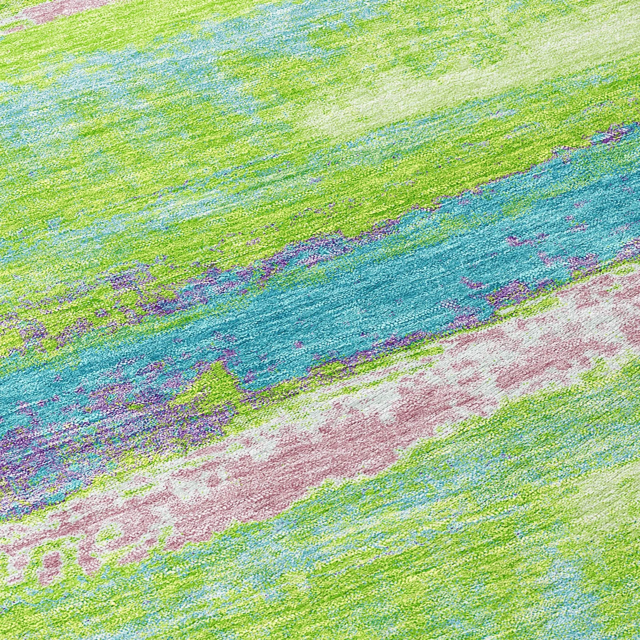 Machine Washable Indoor/ Outdoor Abstract Modern Chantille Rug
