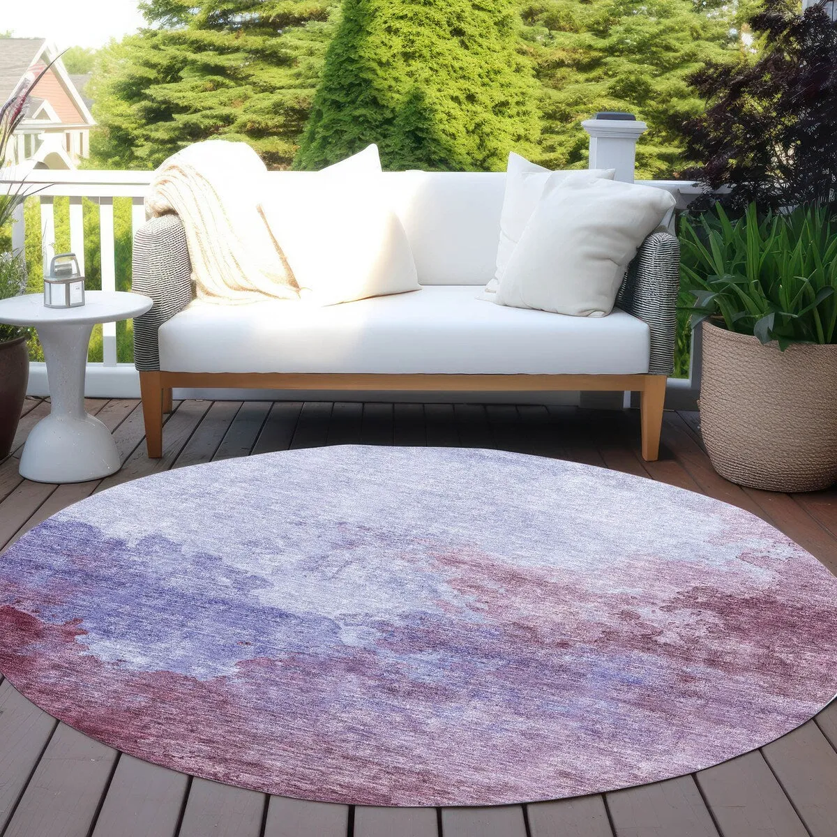Machine Washable Indoor/ Outdoor Abstract Modern Chantille Rug