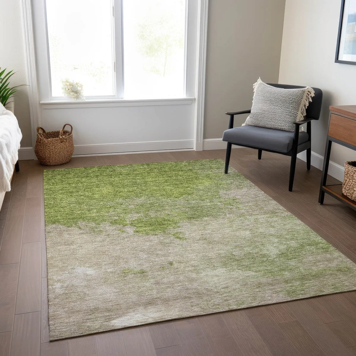 Machine Washable Indoor/ Outdoor Abstract Modern Chantille Rug
