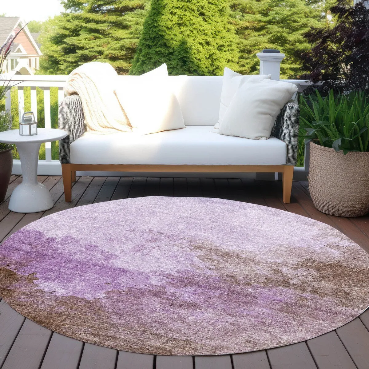 Machine Washable Indoor/ Outdoor Abstract Modern Chantille Rug