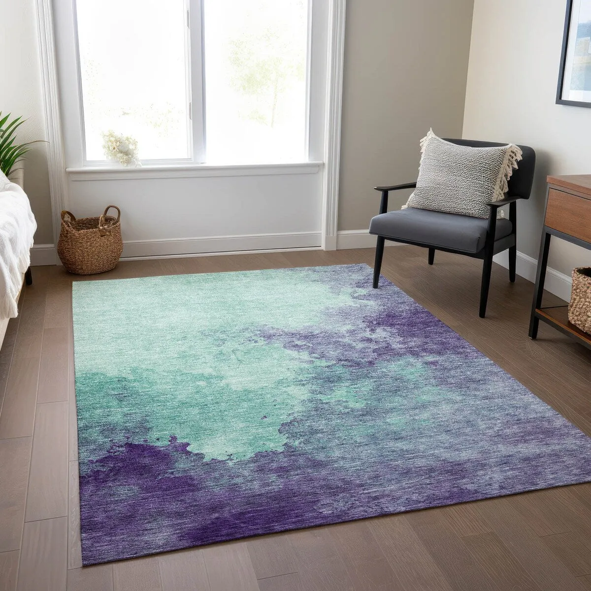 Machine Washable Indoor/ Outdoor Abstract Modern Chantille Rug