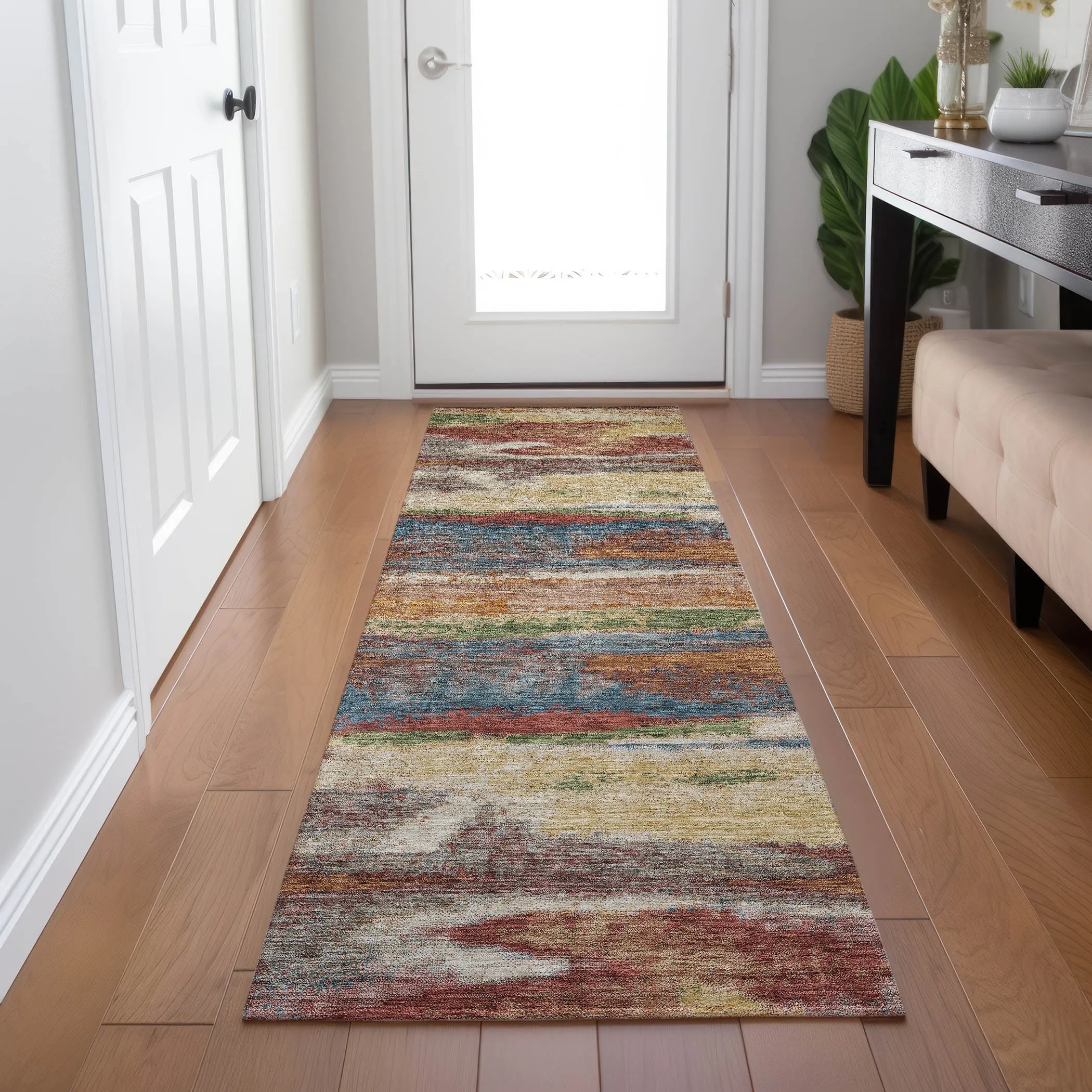 Machine Washable Indoor/ Outdoor Abstract Modern Chantille Rug