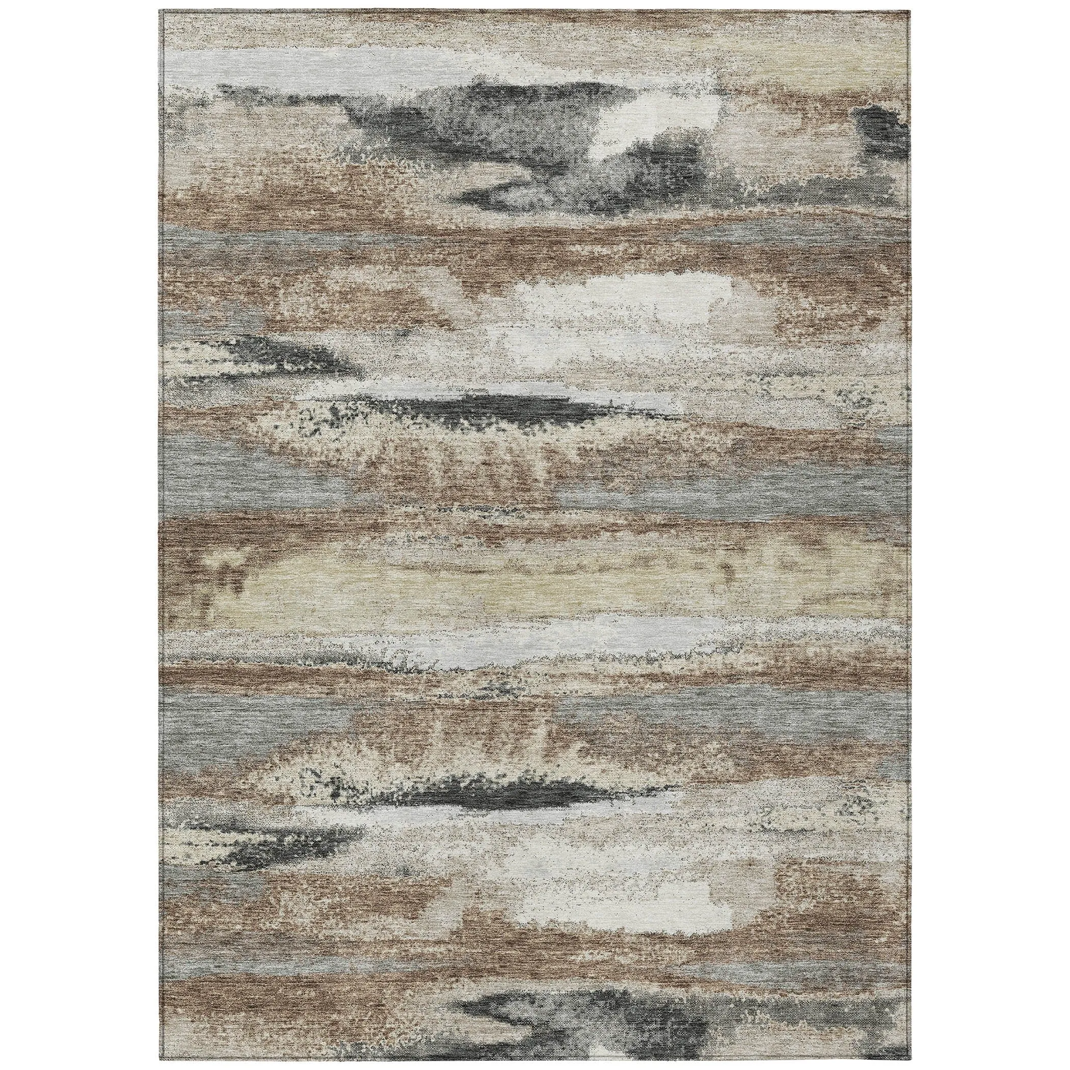Machine Washable Indoor/ Outdoor Abstract Modern Chantille Rug