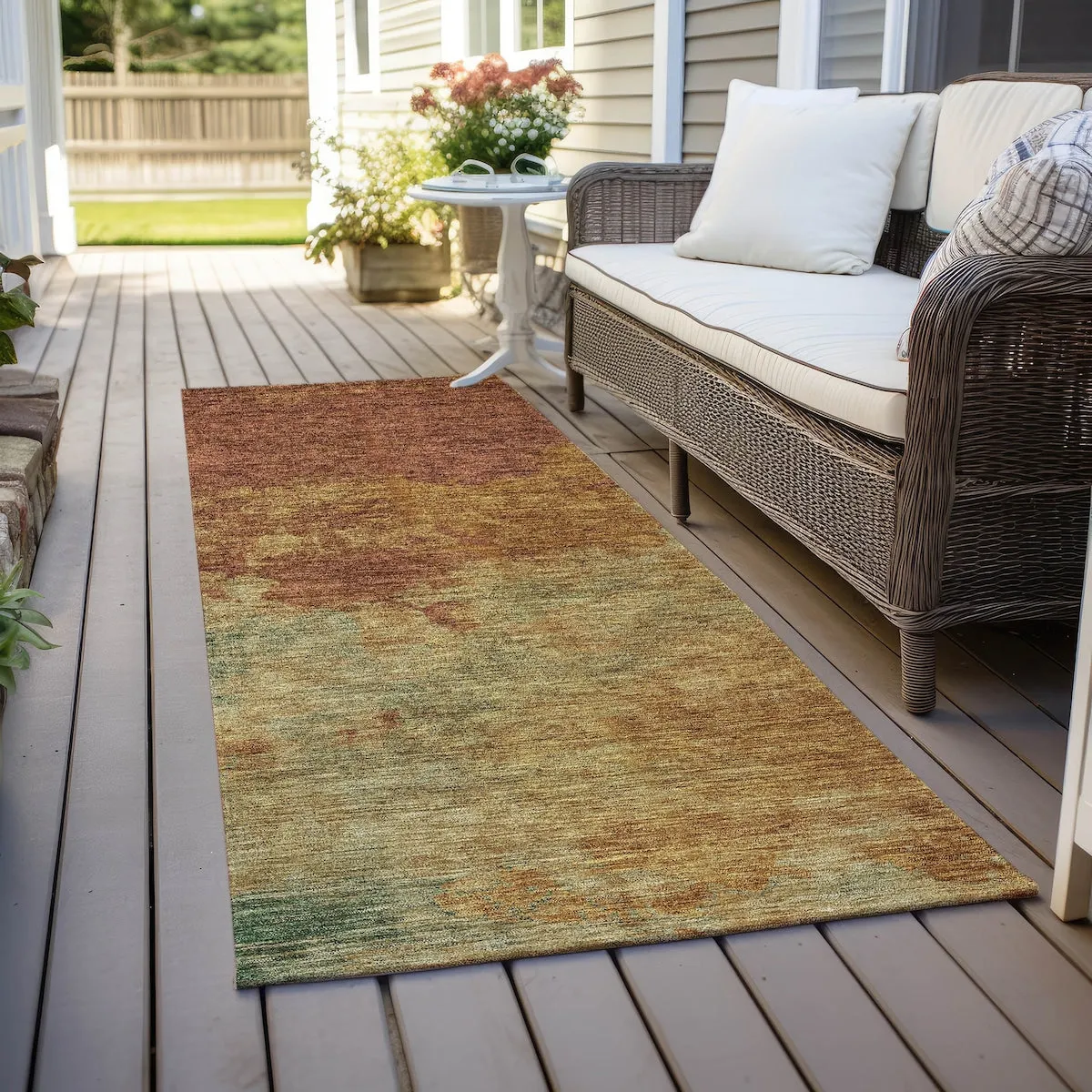 Machine Washable Indoor/ Outdoor Abstract Modern Chantille Rug