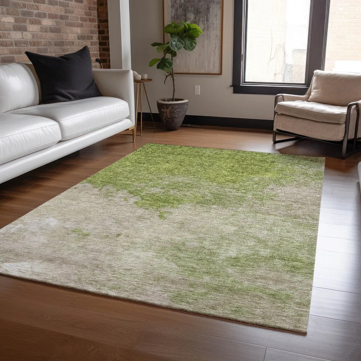 Machine Washable Indoor/ Outdoor Abstract Modern Chantille Rug