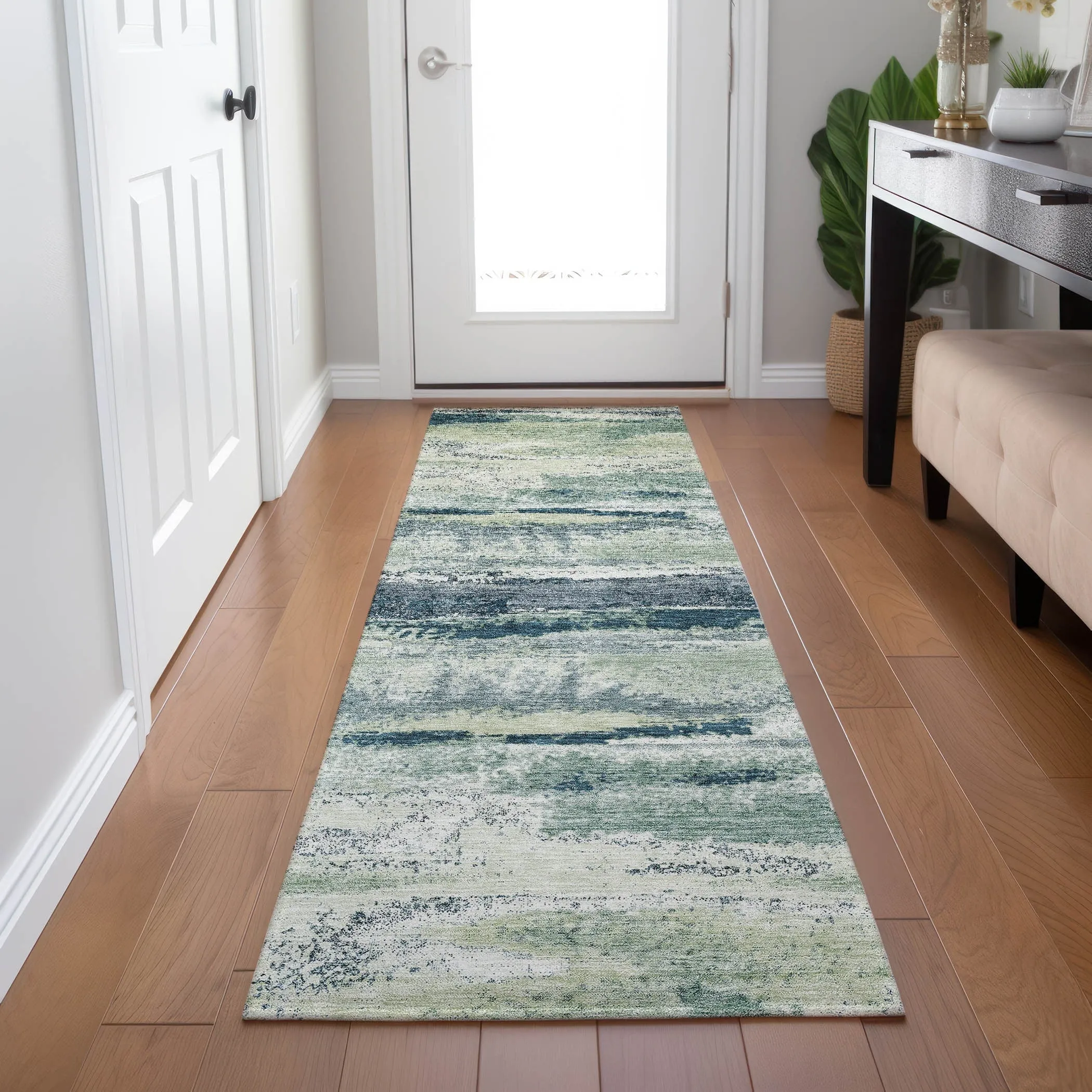 Machine Washable Indoor/ Outdoor Abstract Modern Chantille Rug