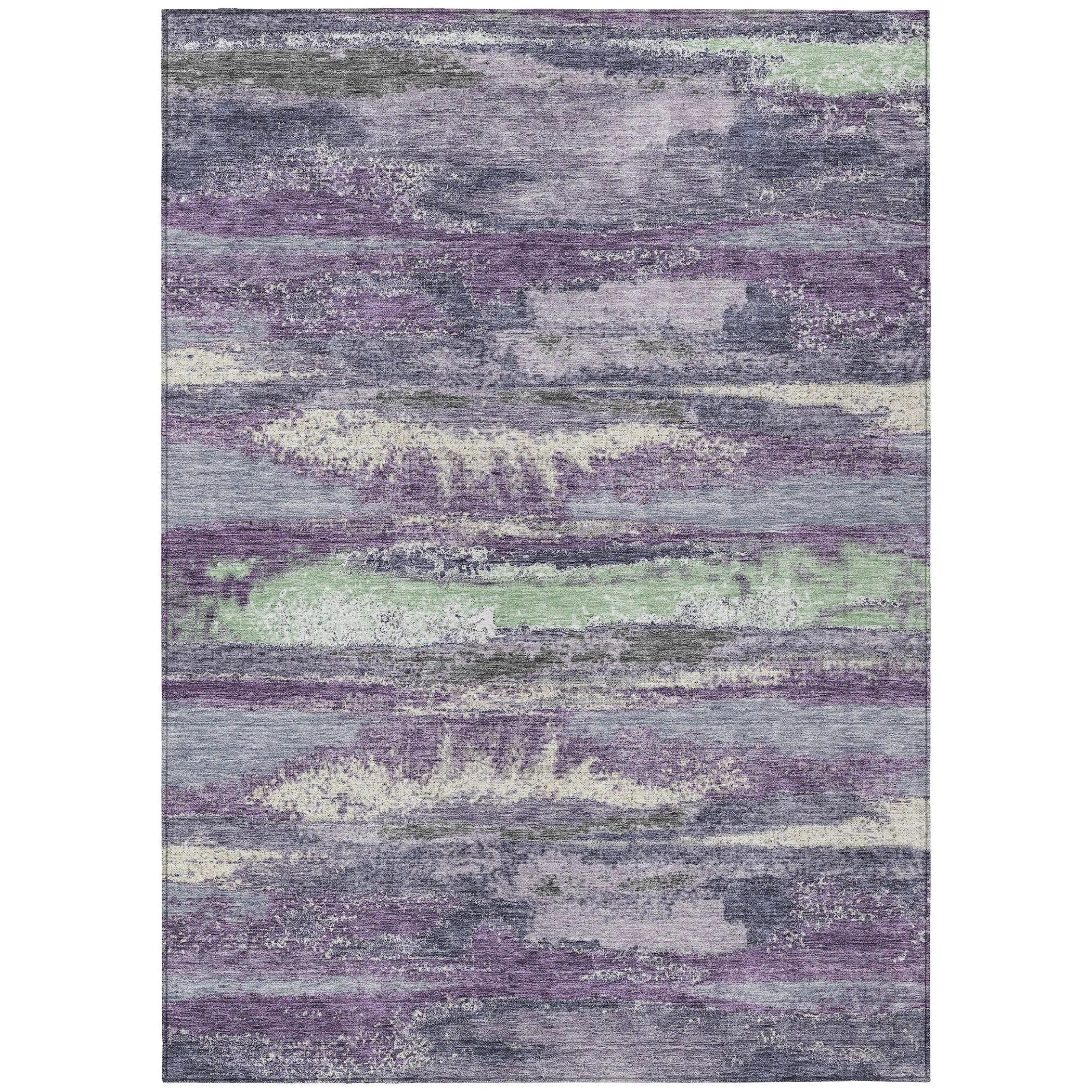 Machine Washable Indoor/ Outdoor Abstract Modern Chantille Rug